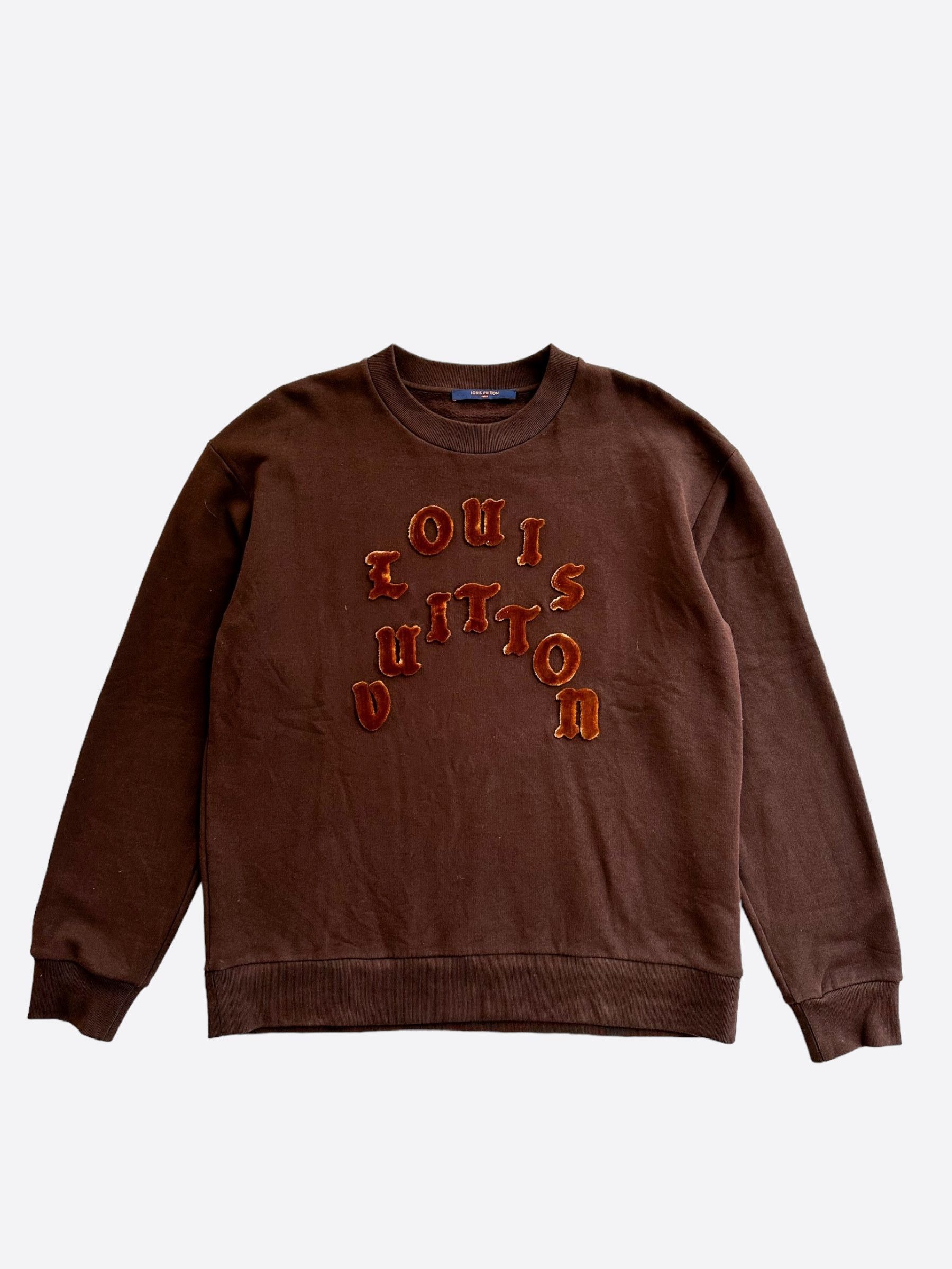 image of Louis Vuitton Brown Tuffetage Logo Sweater, Men's (Size XL)