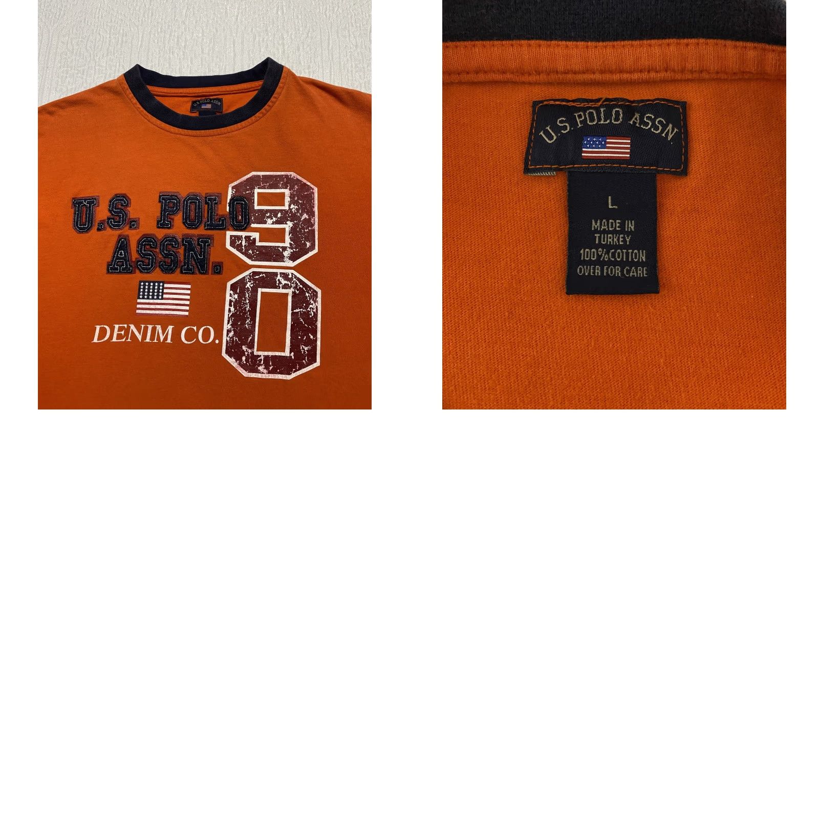Vintage US Polo Assn Shirt Mens Large Orange Denim Co Graphic Tee 100% Cotton Turkey Size US L / EU 52-54 / 3 - 8 Thumbnail