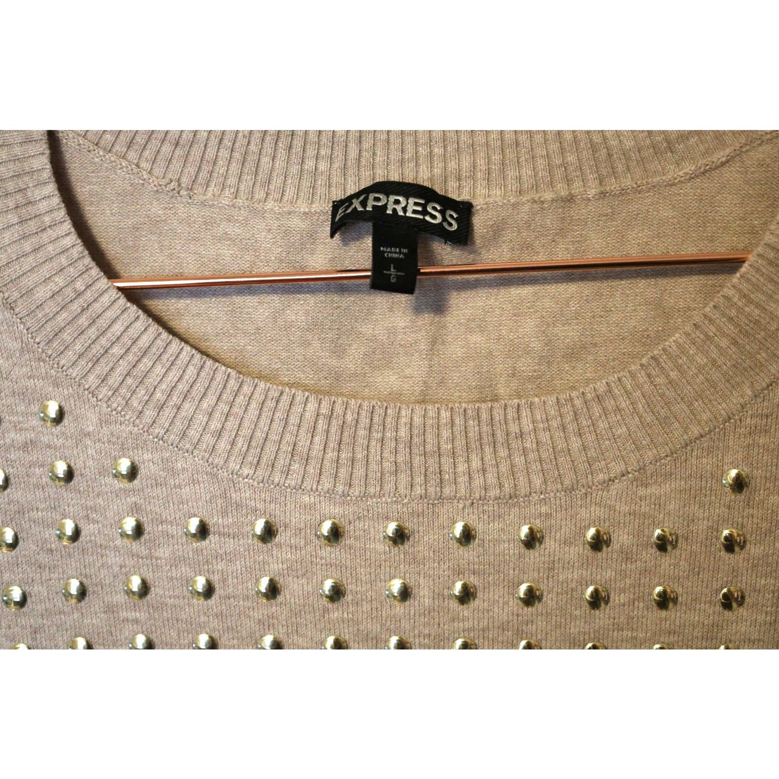 Express Express Sweater with Gold Studs - Size Large - Tan - EUC Size L / US 10 / IT 46 - 3 Thumbnail