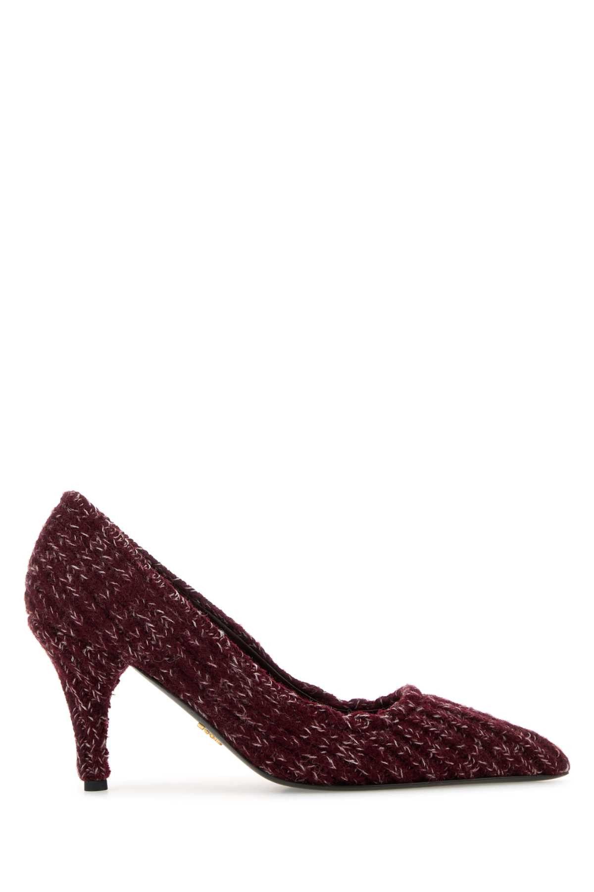 Prada Melange Bordeaux Fabric Pumps Size US 8.5 / IT 38.5 - 1 Thumbnail