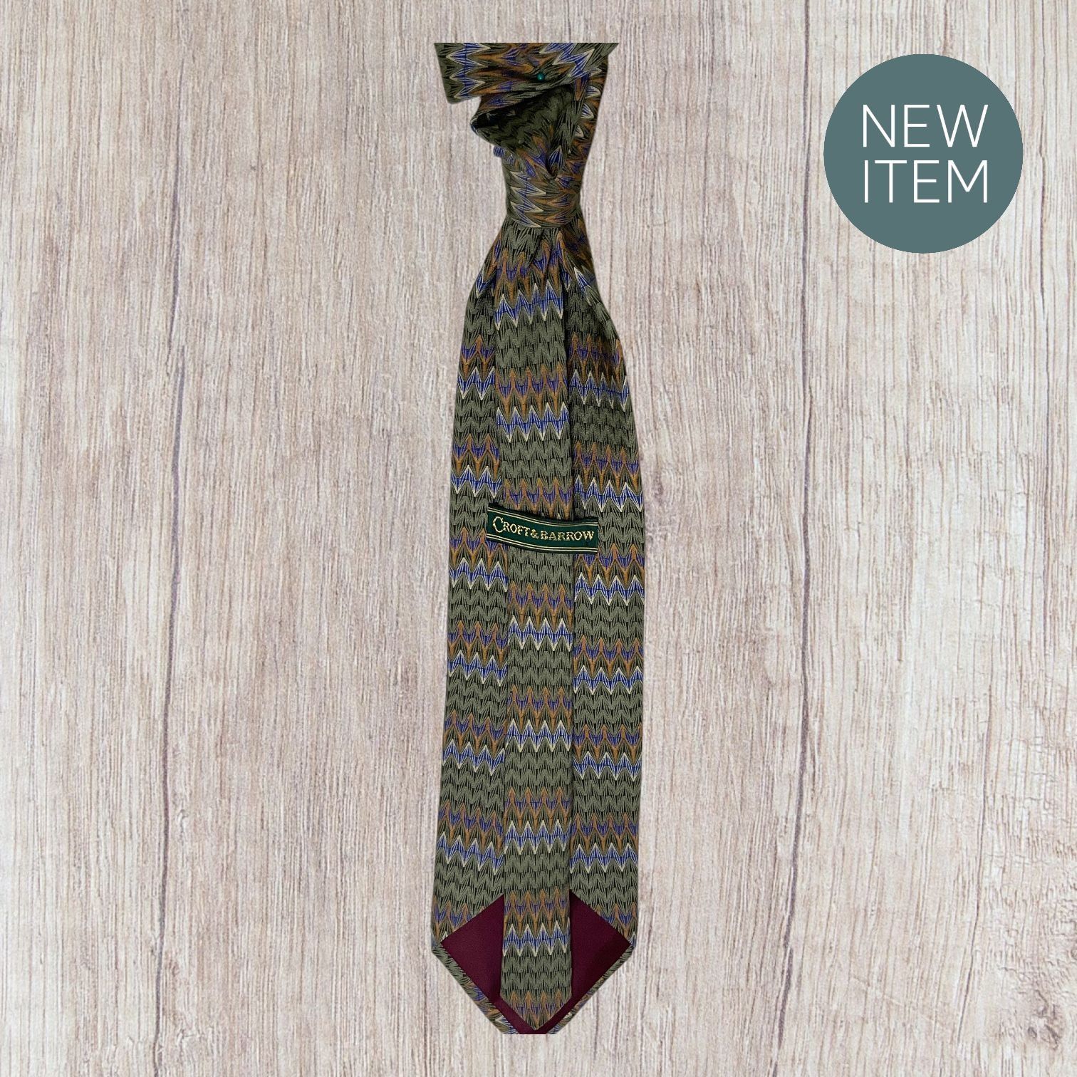 Croft & Barrow Croft & Barrow Zigzag Pattern Silk Tie - Green Yellow & Blue Size ONE SIZE - 12 Thumbnail