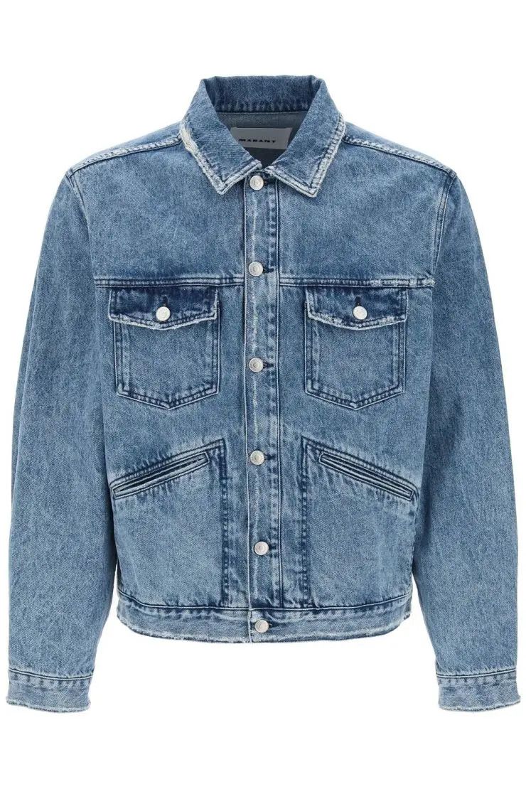 image of Isabel Marant O1S22I1N0324 Denim Jacket In Blue, Men's (Size Large)