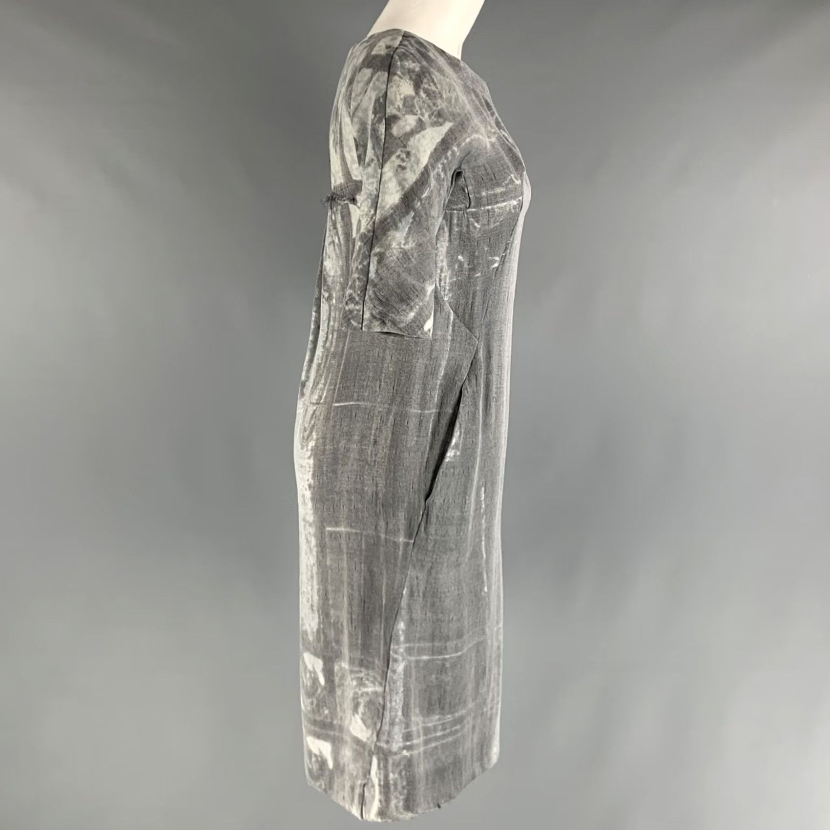 Marni MARNI Dress Grey Silver Marbled Short Sleeve Size 2 Women Size 26" / US 2 / IT 38 - 2 Thumbnail