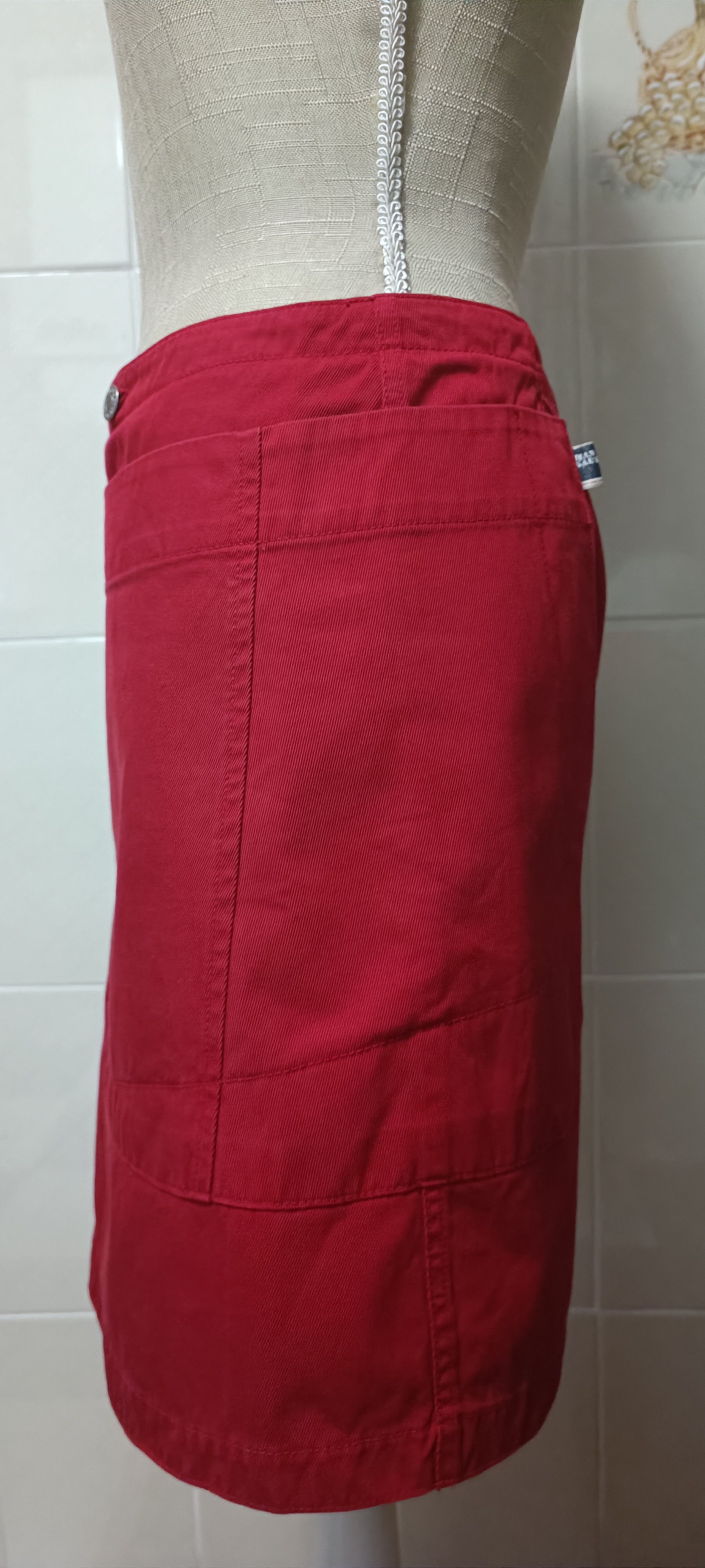 Jean Paul Gaultier 2000's - Asymmetric mini skirt in red denim Size 27" / US 4 / IT 40 - 6 Thumbnail