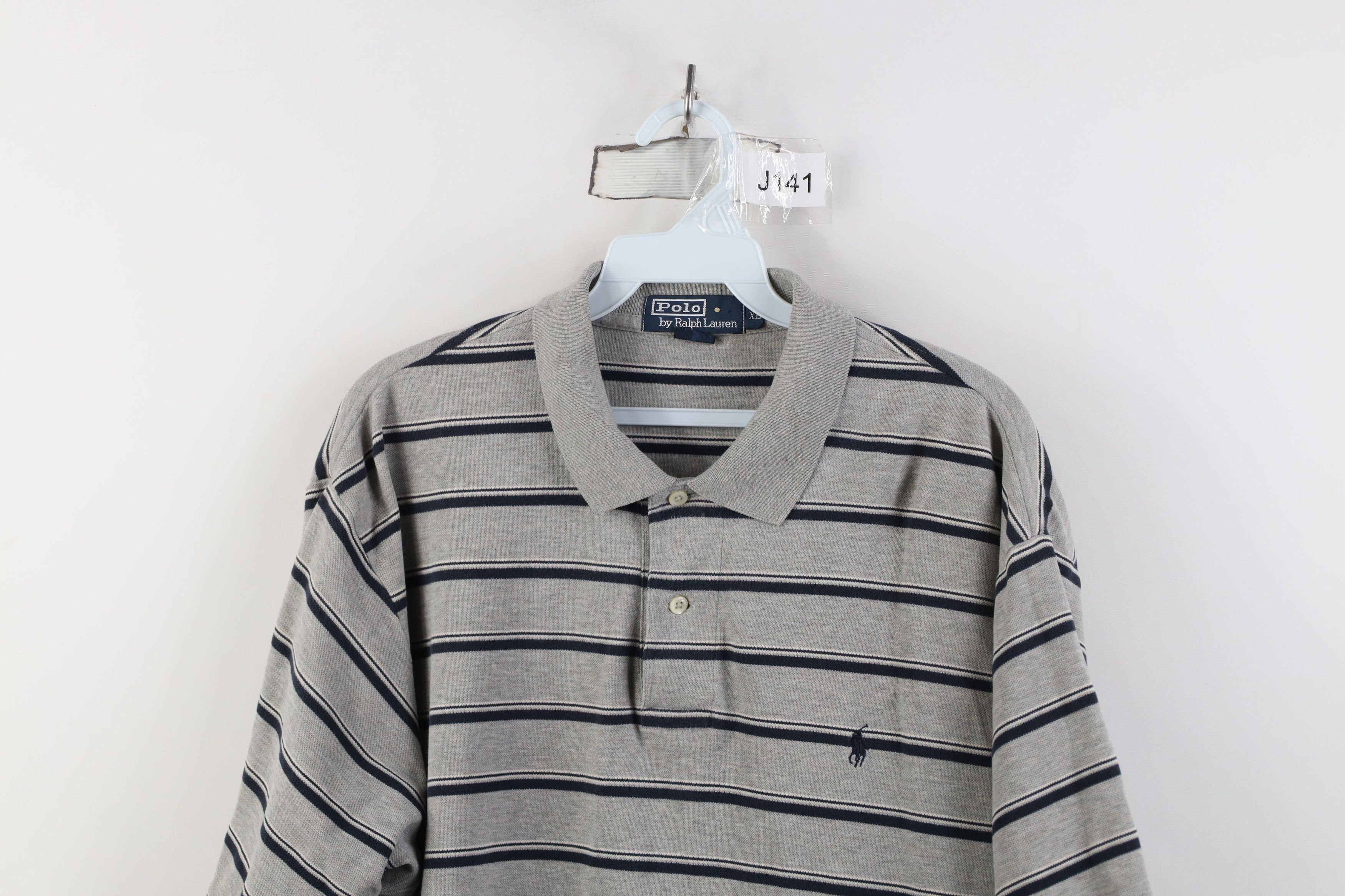 Ralph Lauren Vintage 90s Ralph Lauren Block Cotton Knit Golf Polo Gray Size US XL / EU 56 / 4 - 2 Thumbnail