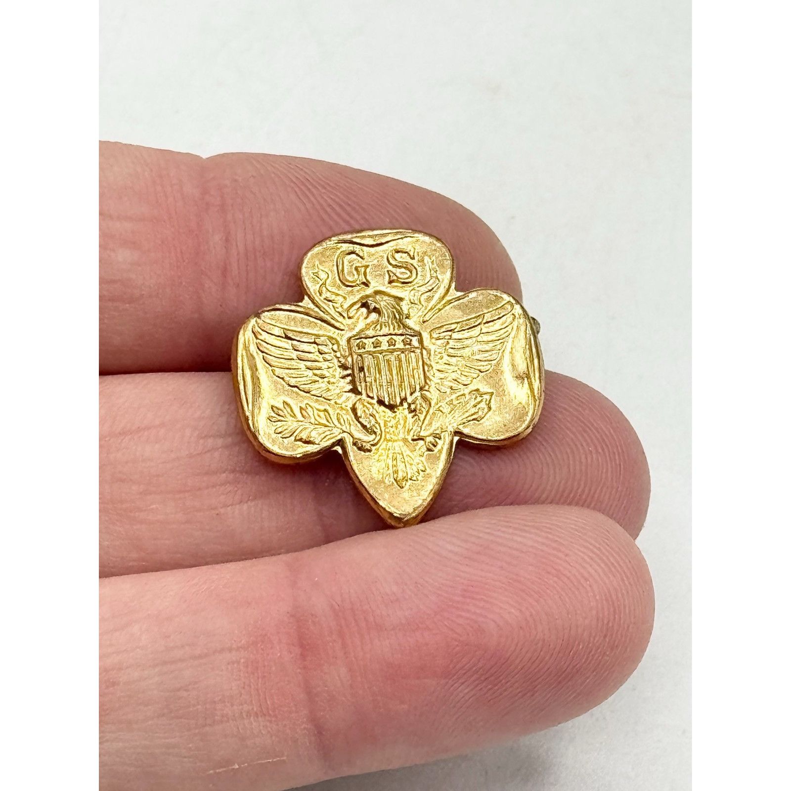 Vintage Vintage Girl Scouts GS Trefoil Eagle USA Membership Pin Broo Size ONE SIZE - 2 Thumbnail