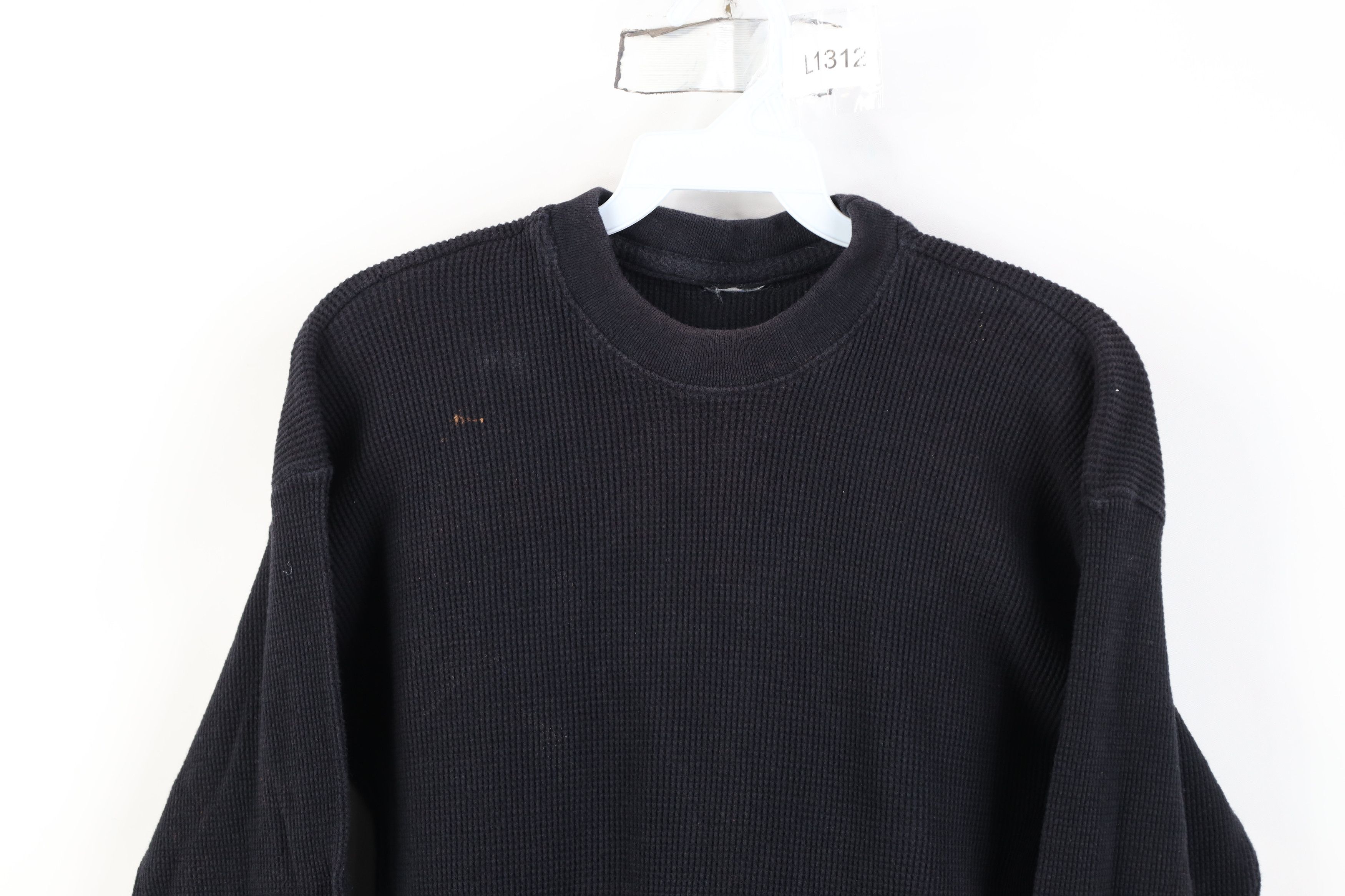Vintage Vintage 90s Y2K Streetwear Thermal Waffle Knit T-Shirt Black Size US M / EU 48-50 / 2 - 2 Thumbnail