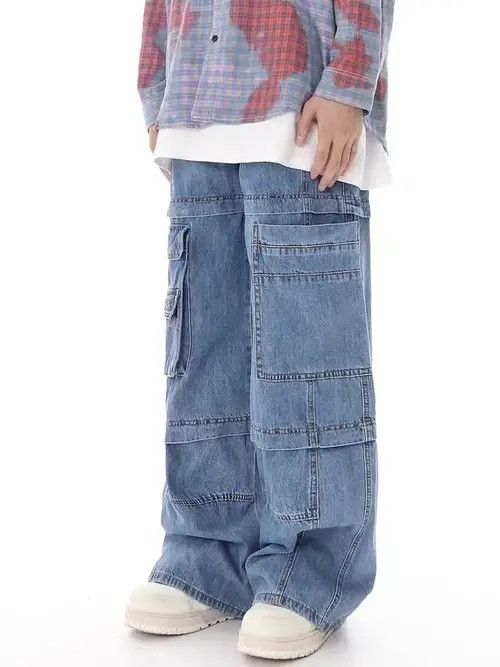 Japanese Brand Retro washed distressed multi-pocket cargo jeans Size US 32 / EU 48 - 2 Thumbnail