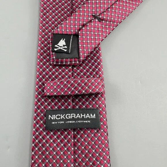 Other Nick Graham Red / Grey Geometric Men's Tie 3" x 60" Size ONE SIZE - 4 Thumbnail