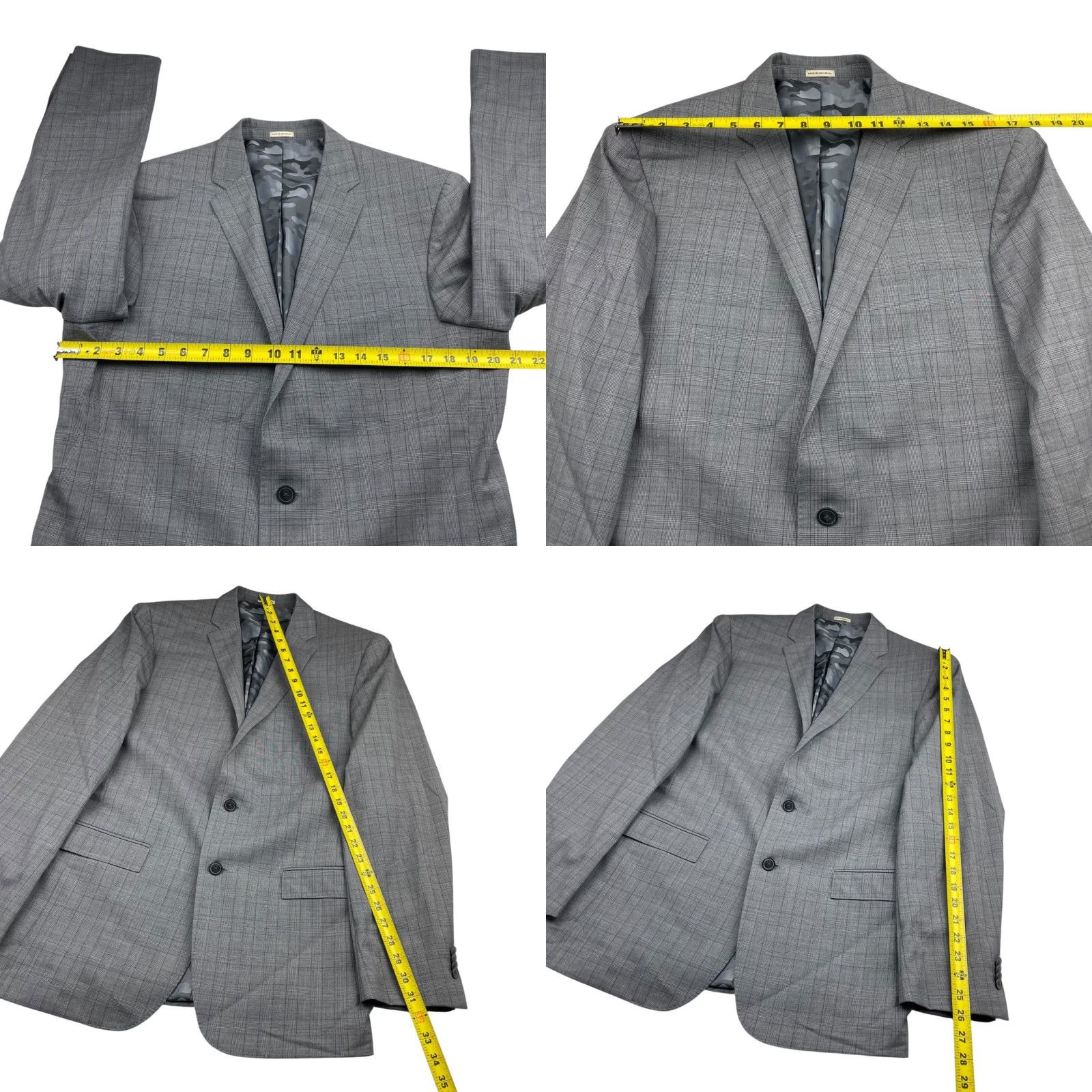 Joseph Abboud Joseph Abboud Blazer Jacket Men 42L Gray Plaid 100% Wool Slim Fit 2-Button Vent Notch Lining Camouflage Long Coat/Jacket Size 42R - 8 Thumbnail