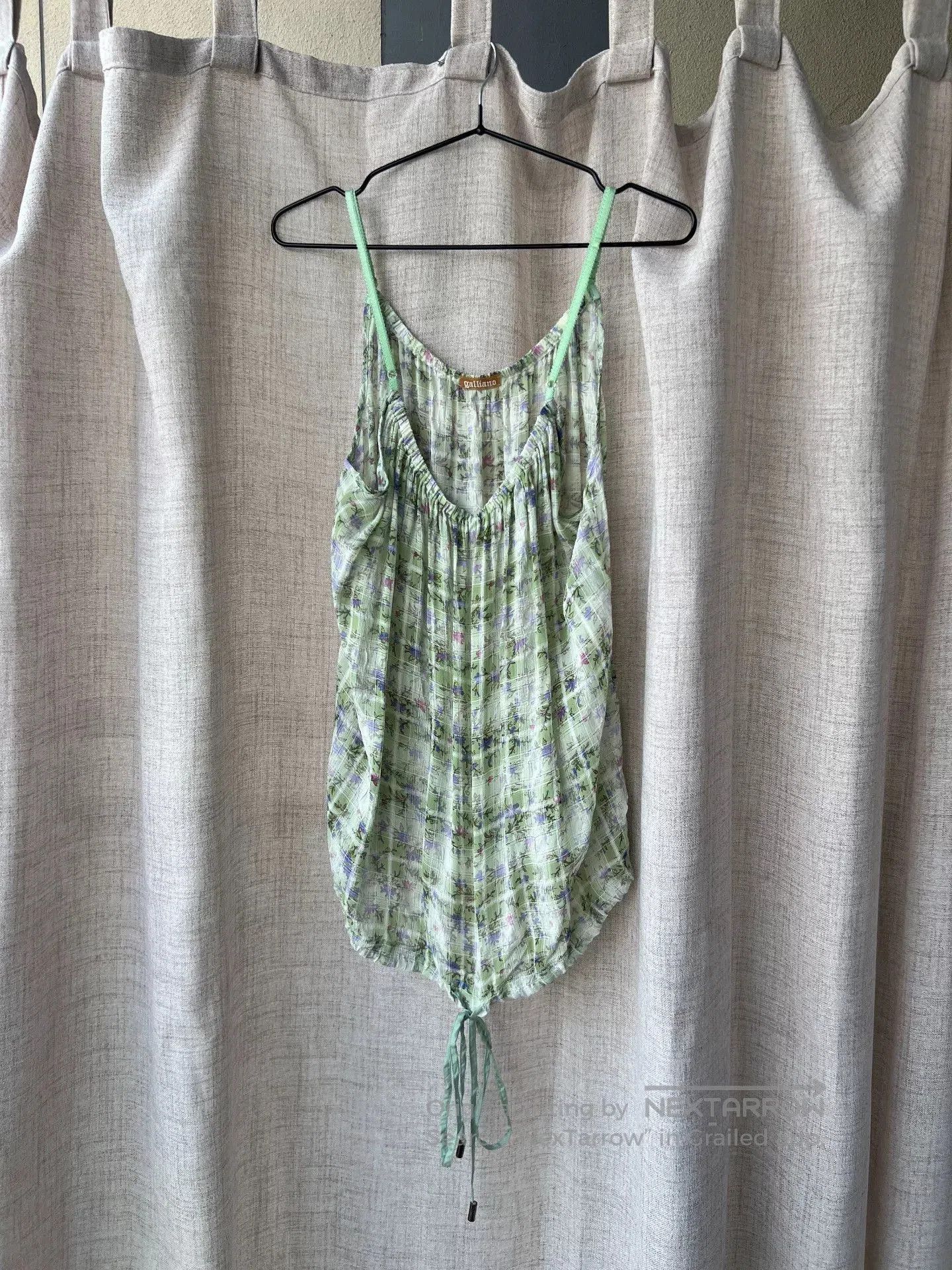 John Galliano GALLIANO Light Green Plaid Floral Camisole. Size M / US 6-8 / IT 42-44 - 2 Thumbnail