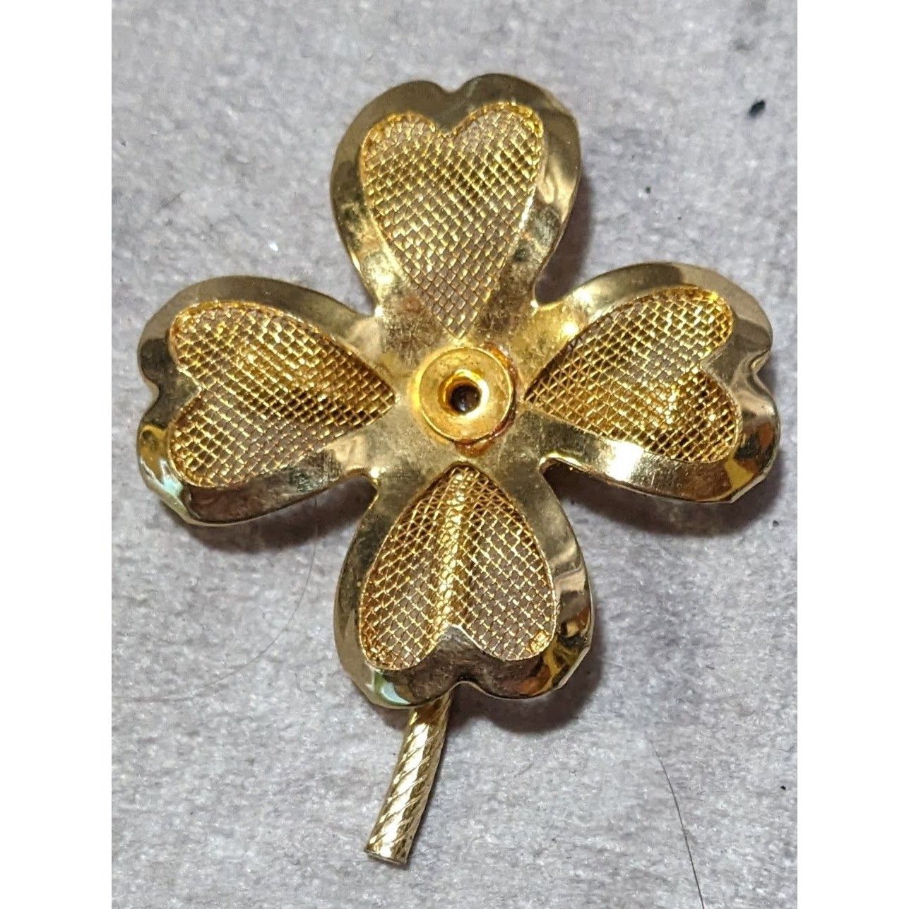 Other Vintage Gold Tone Mesh Four Leaf Clover Brooch Size ONE SIZE - 4 Thumbnail