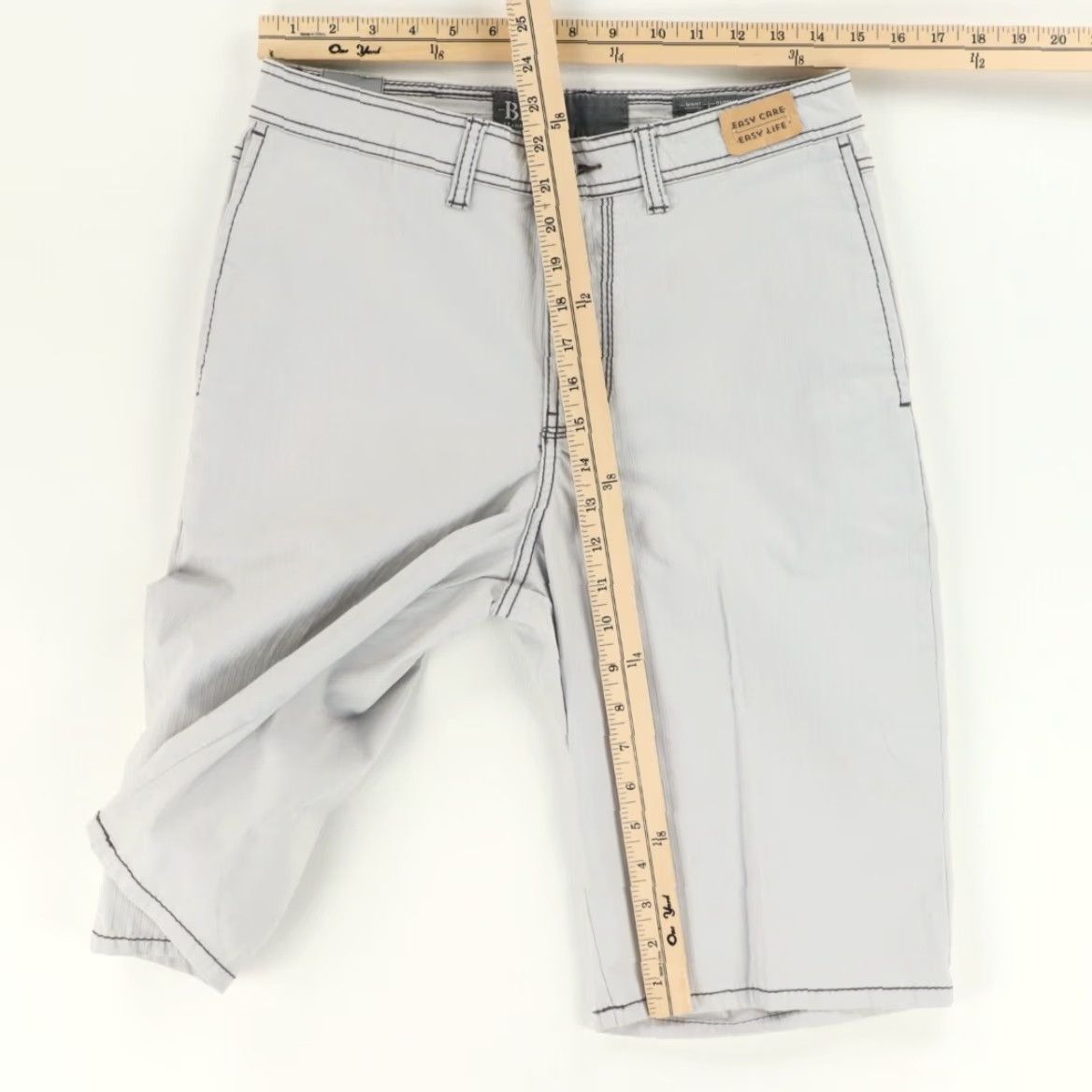 Vintage Buckle Stretch Easy Care Standard Cotton Blend Twill Chino Shorts Gray Men's 29 Size US 29 - 3 Thumbnail