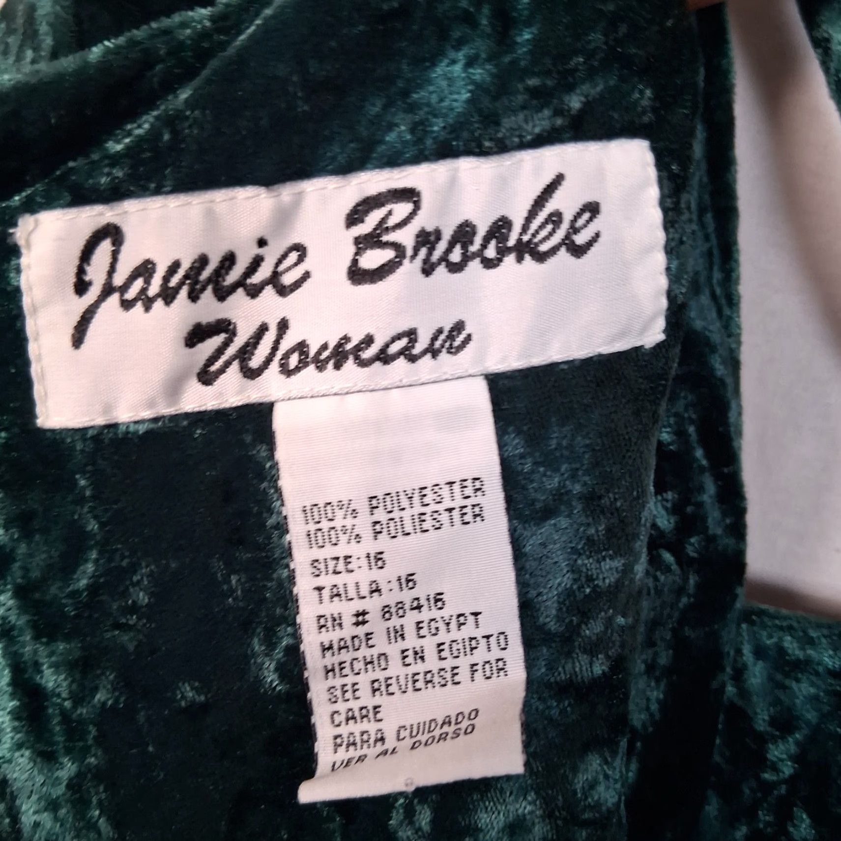 Velour Vintage Jamie Brooke Dress 16 Size 16 Green Velour Strappy Fairy Whimsical Size XXL / US 16-18 / IT 52-54 - 3 Thumbnail
