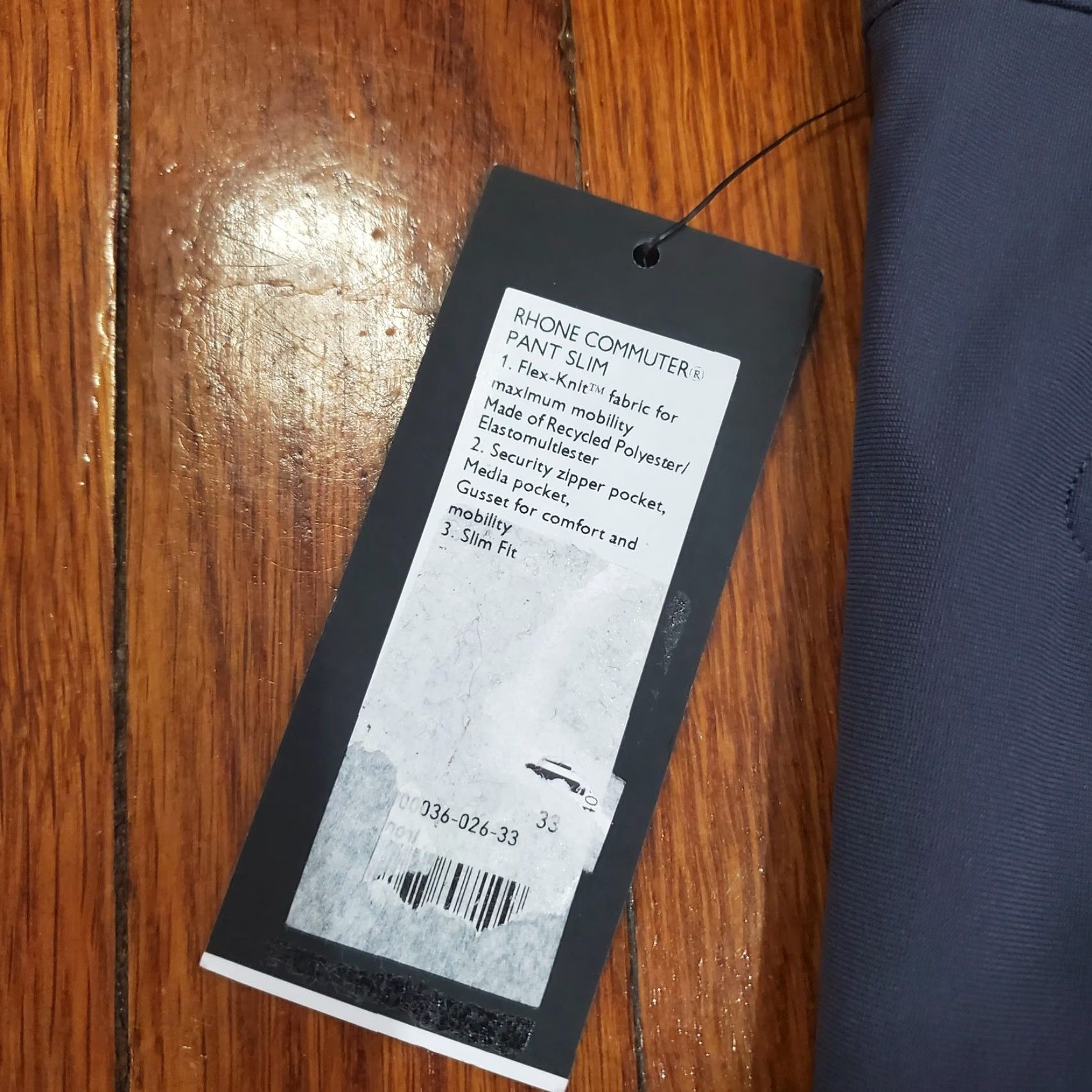 Rhone Rhone Commuter Pants Slim Chino 33x33 Blue Mens Zip Pocket Flex-Knit Tech Tapered Front Size US 33 - 5 Thumbnail