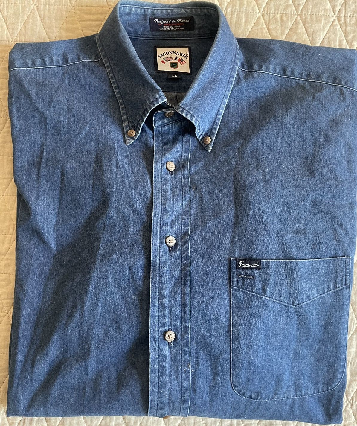 Faconnable × Vintage Denim Button Down Sport Shirt Size US L / EU 52-54 / 3 - 1 Thumbnail