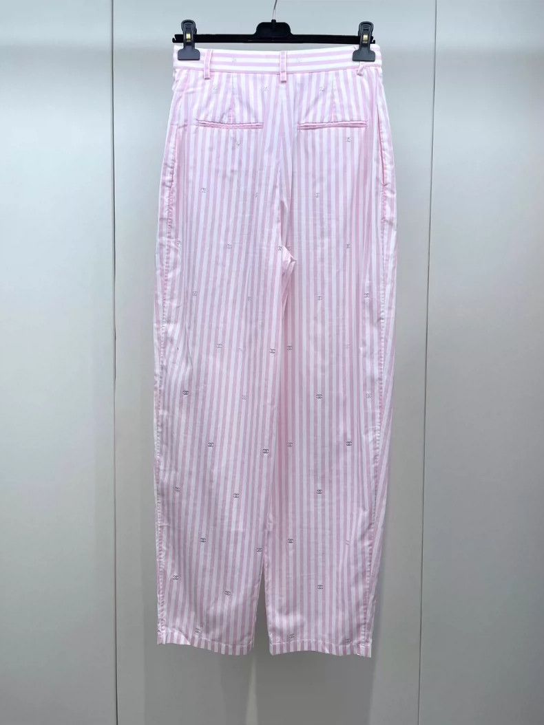 Chanel Chanel 24 pink and white striped hot diamond logo trousers Size 24" / US 00 / IT 34 - 2 Thumbnail