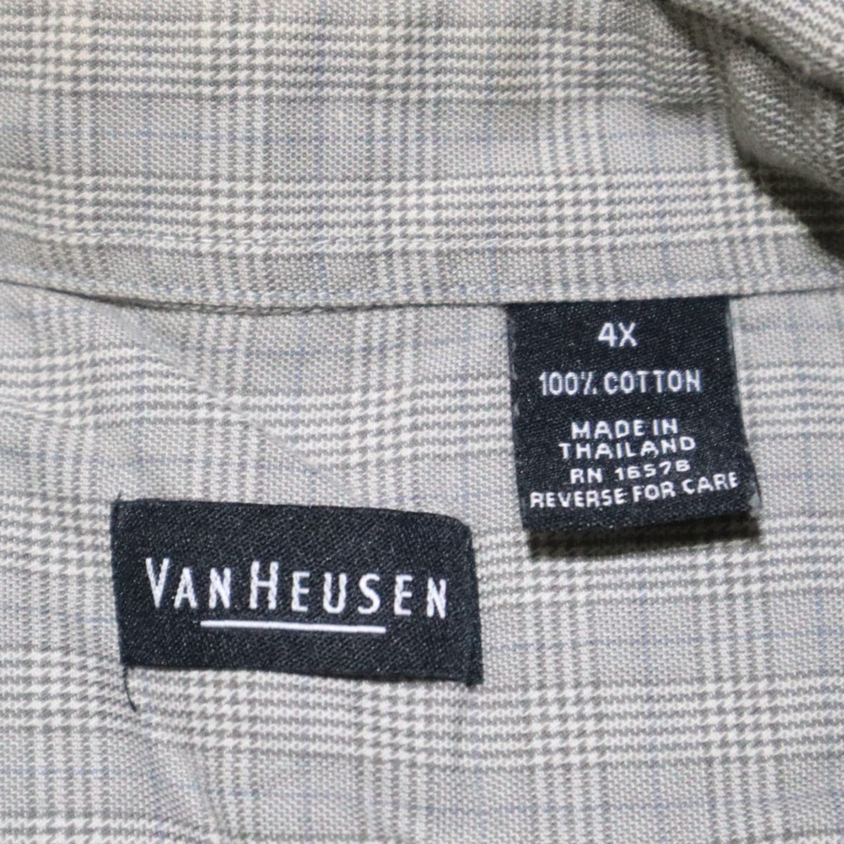 Van Heusen Van Heusen Shirt Gray Checkered Button Up Long Sleeve Adult Men Big 4X Plaid Modern Size US XXL / EU 58 / 5 - 3 Thumbnail
