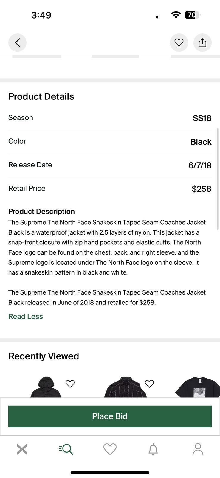 Supreme × The North Face Supreme The North Face Snakeskin Taped Seam Coaches Jacket Size US S / EU 44-46 / 1 - 8 Thumbnail