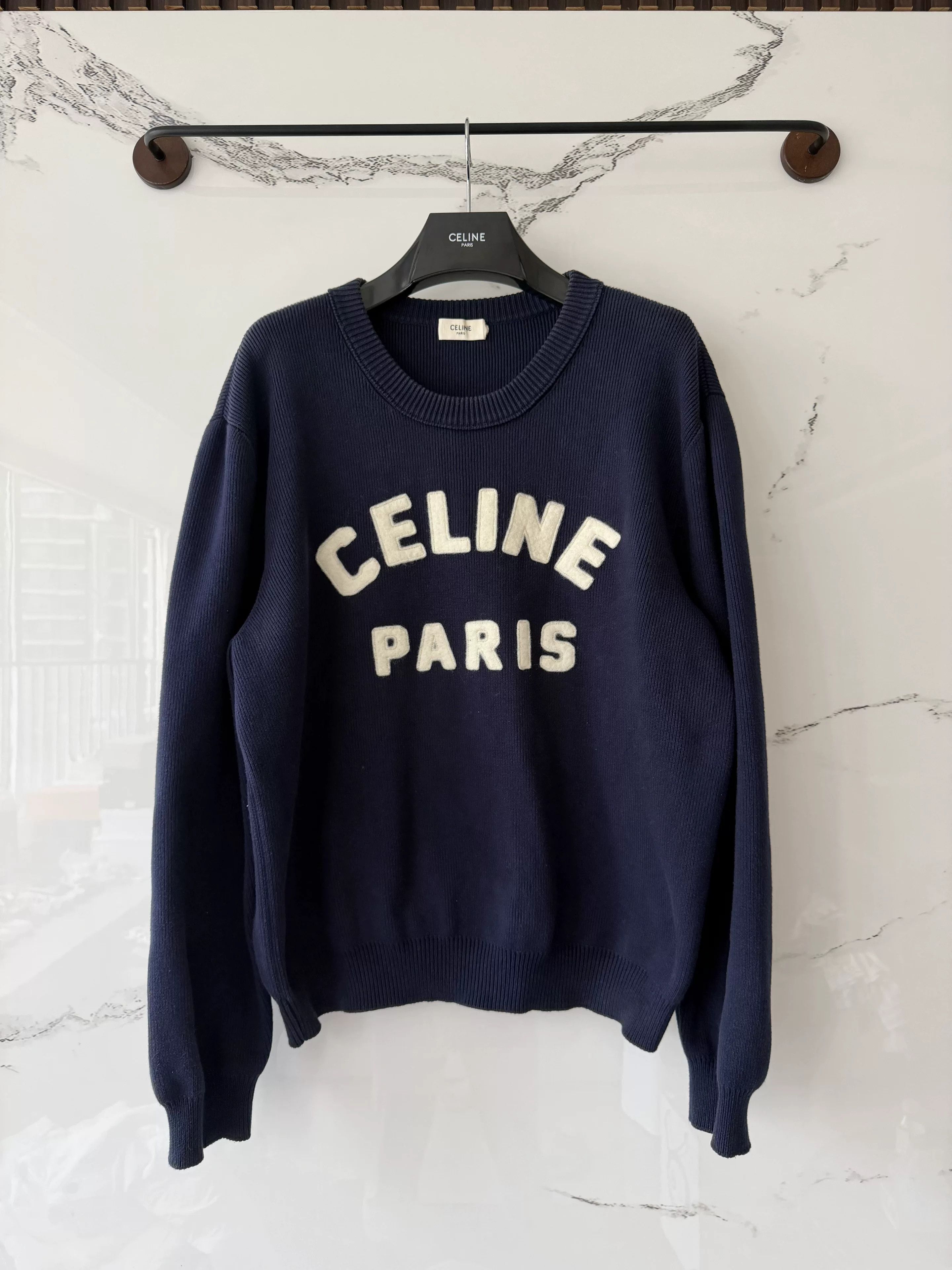 Celine celine blue logo sweater in xl size Size XL / US 12-14 / IT 48-50 - 1 Thumbnail