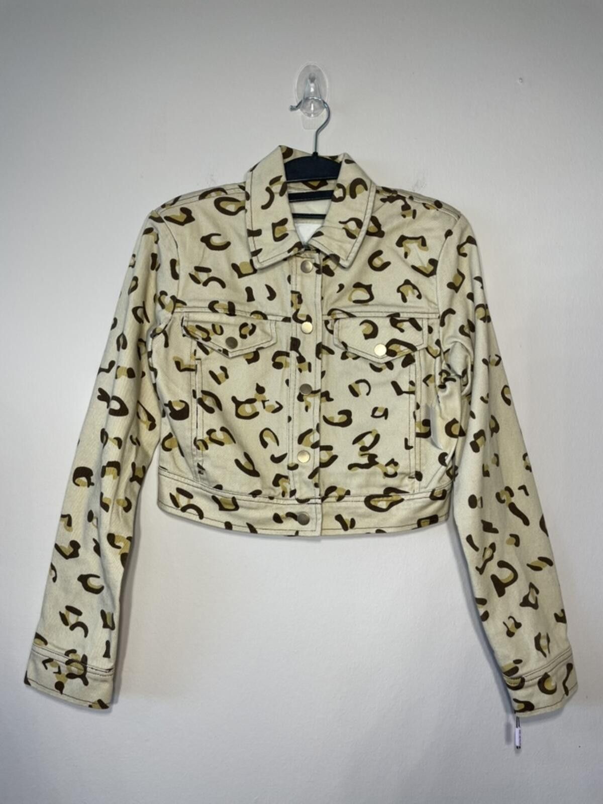 Other Avec Les Filles Leopard Cropped Denim Trucker Jacket New XS Size XS / US 0-2 / IT 36-38 - 6 Thumbnail