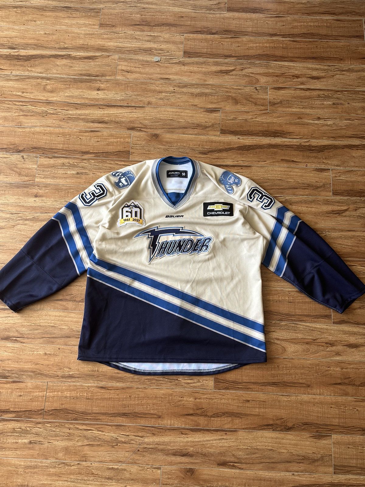 Vintage Vintage 90s Bauer Team Langley Thunder Hockey Jersey #3 Size US XL / EU 56 / 4 - 1 Thumbnail