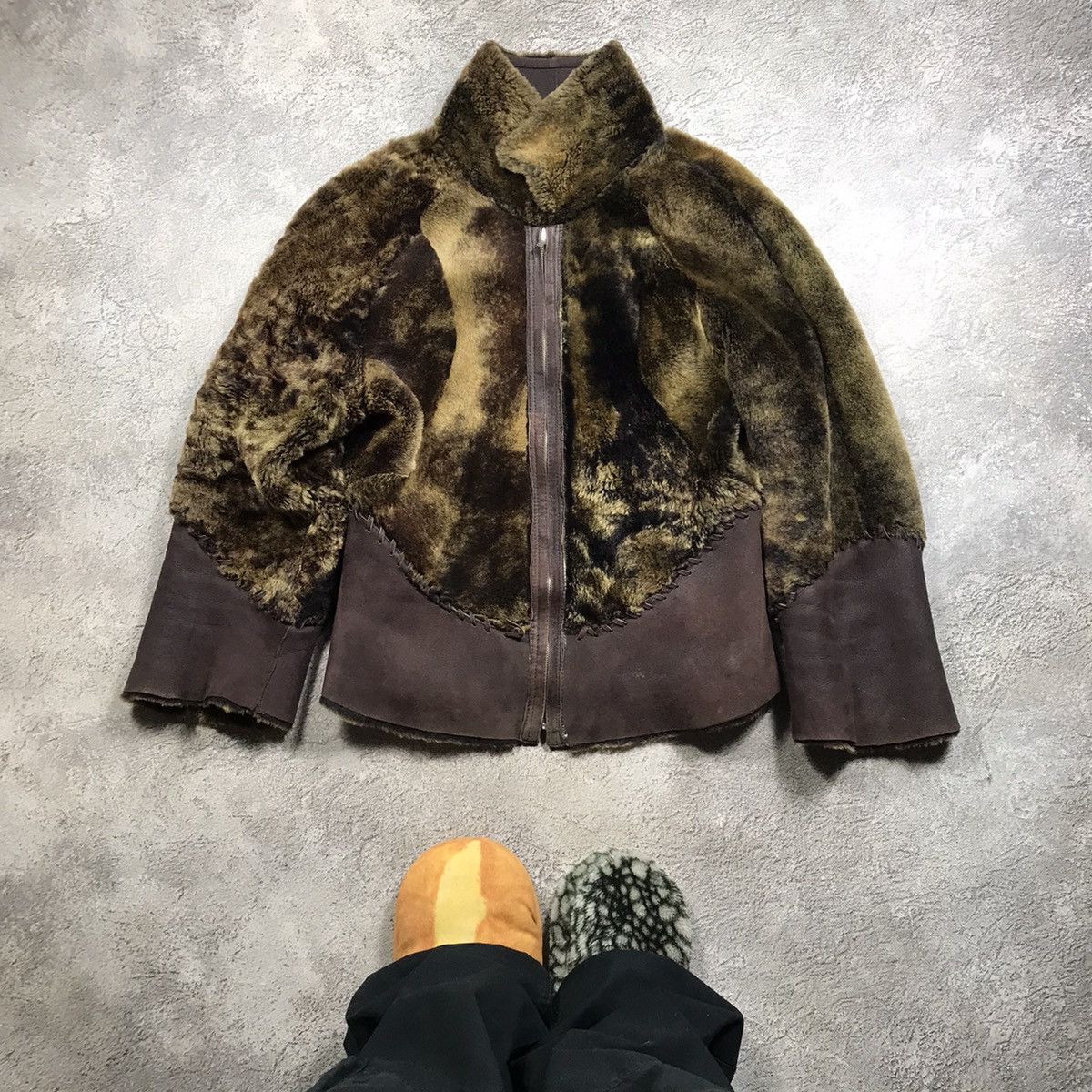 Vintage Vintage 90s Fur Lined Bomber Jacket Y2K Grunge Black Boxy L Size L / US 10 / IT 46 - 1 Thumbnail