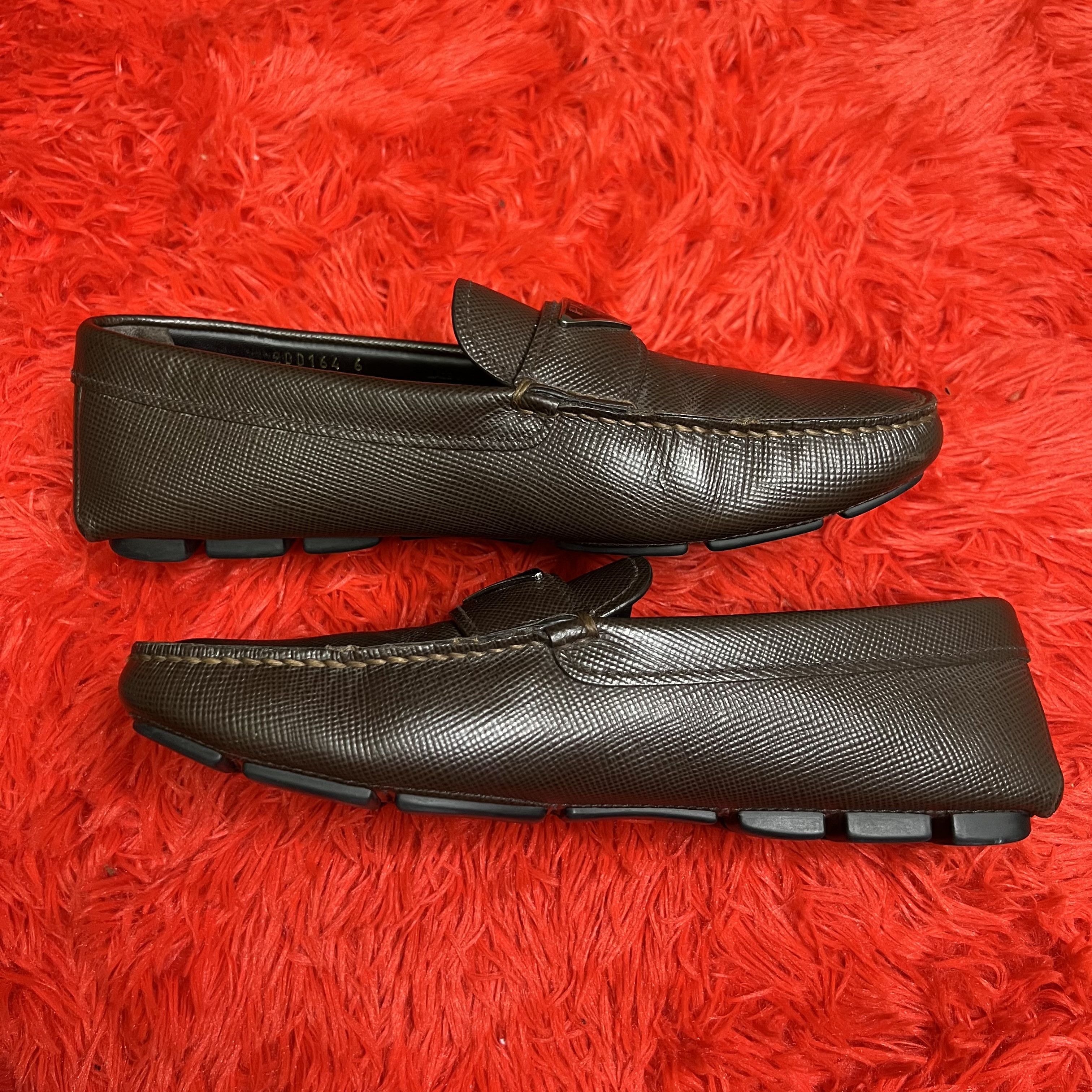Prada Prada Saffiano Leather Loafers Brown Size US 7 / EU 40 - 3 Thumbnail