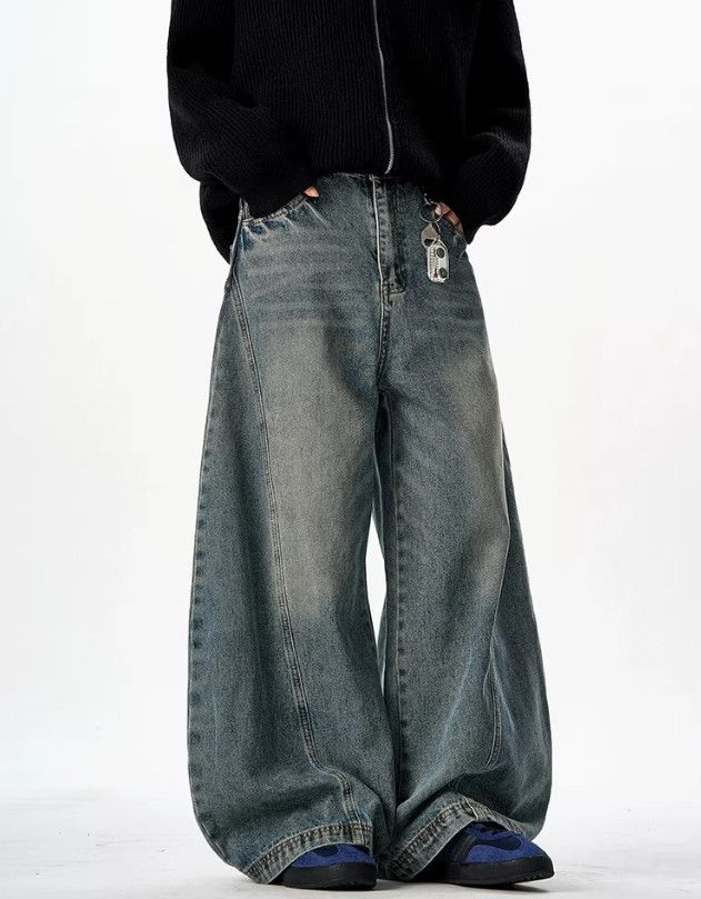 Vintage American retro washed curved jeans for men Size US 32 / EU 48 - 2 Thumbnail