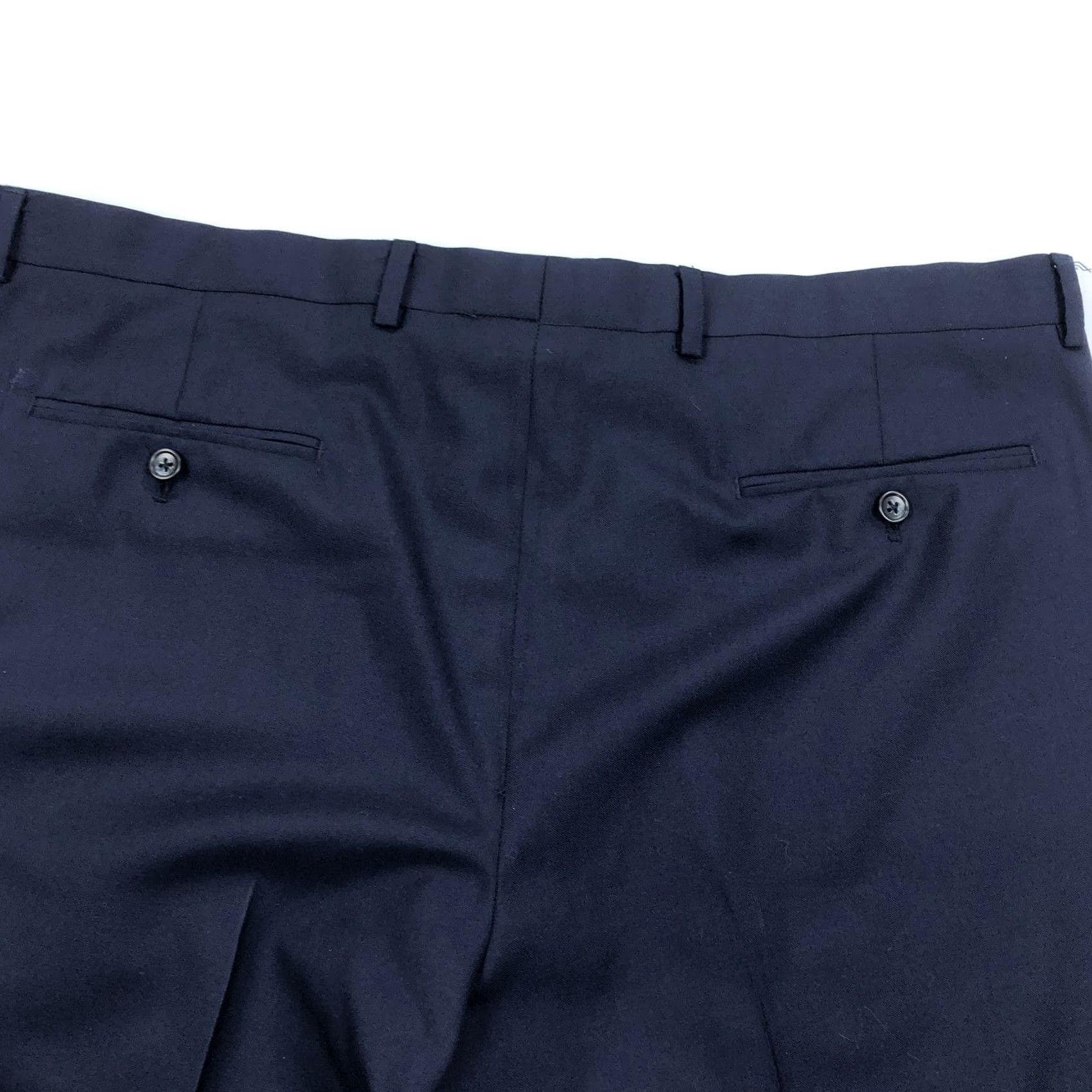 Vintage Jos A. Bank Reserve Vitale Barberis Canonico 100% Wool Dress Pants Navy 40R Men's Straight Flat Front Classic Formal Business Casual Dress Pants Men Size US 40 / EU 56 - 3 Thumbnail
