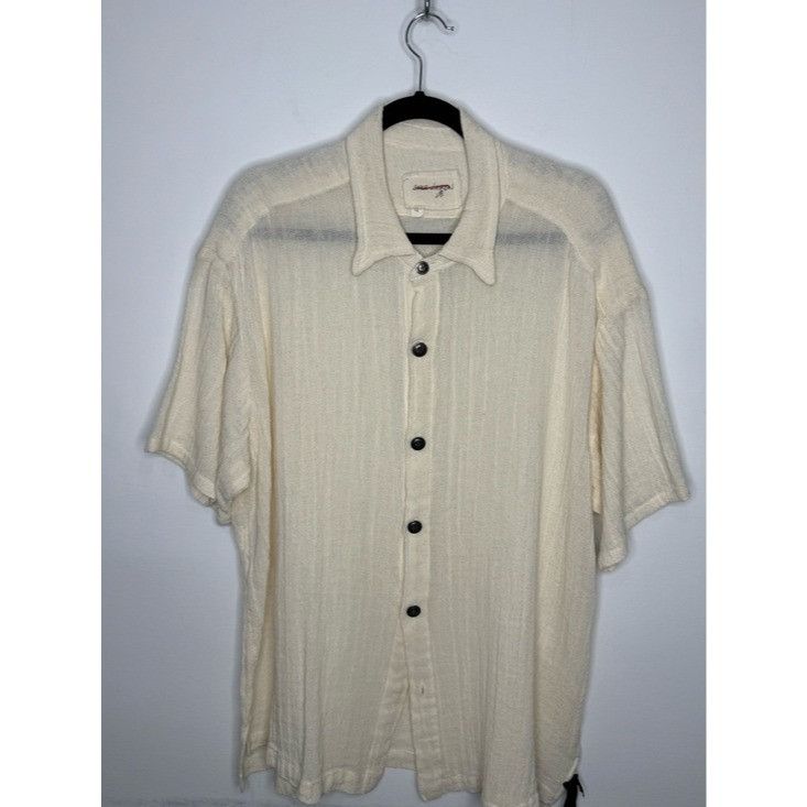 Greg Lauren Greg Lauren Mesh Short-Sleeve Shirt Ivory Men’s Size 4/XL Size US XL / EU 56 / 4 - 1 Thumbnail
