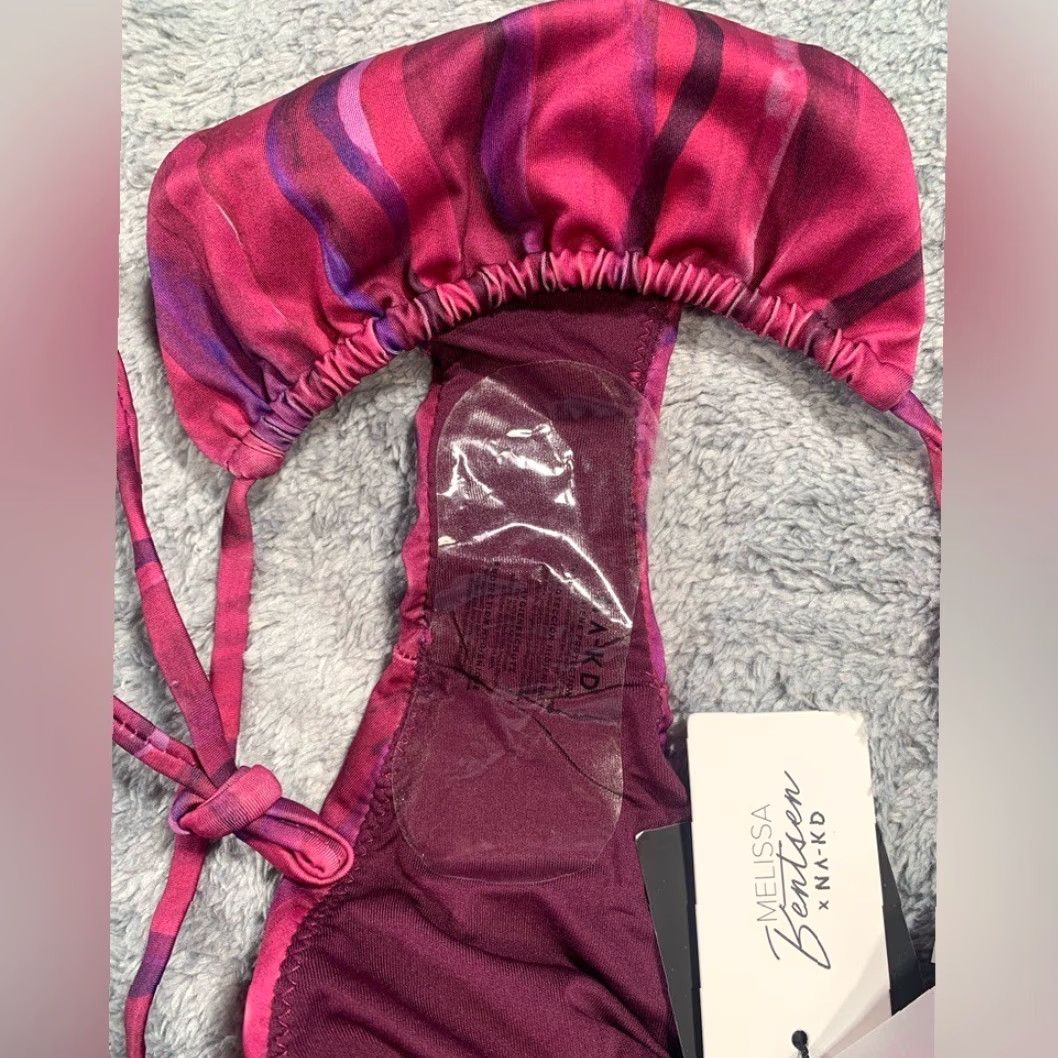 Vintage NWT Na-Kd Melissa Bentsen x NA-KD snake print bikini panty Large Purple Women L drawstring Bikini Panty Size 36" / US 14 / IT 50 - 8 Thumbnail