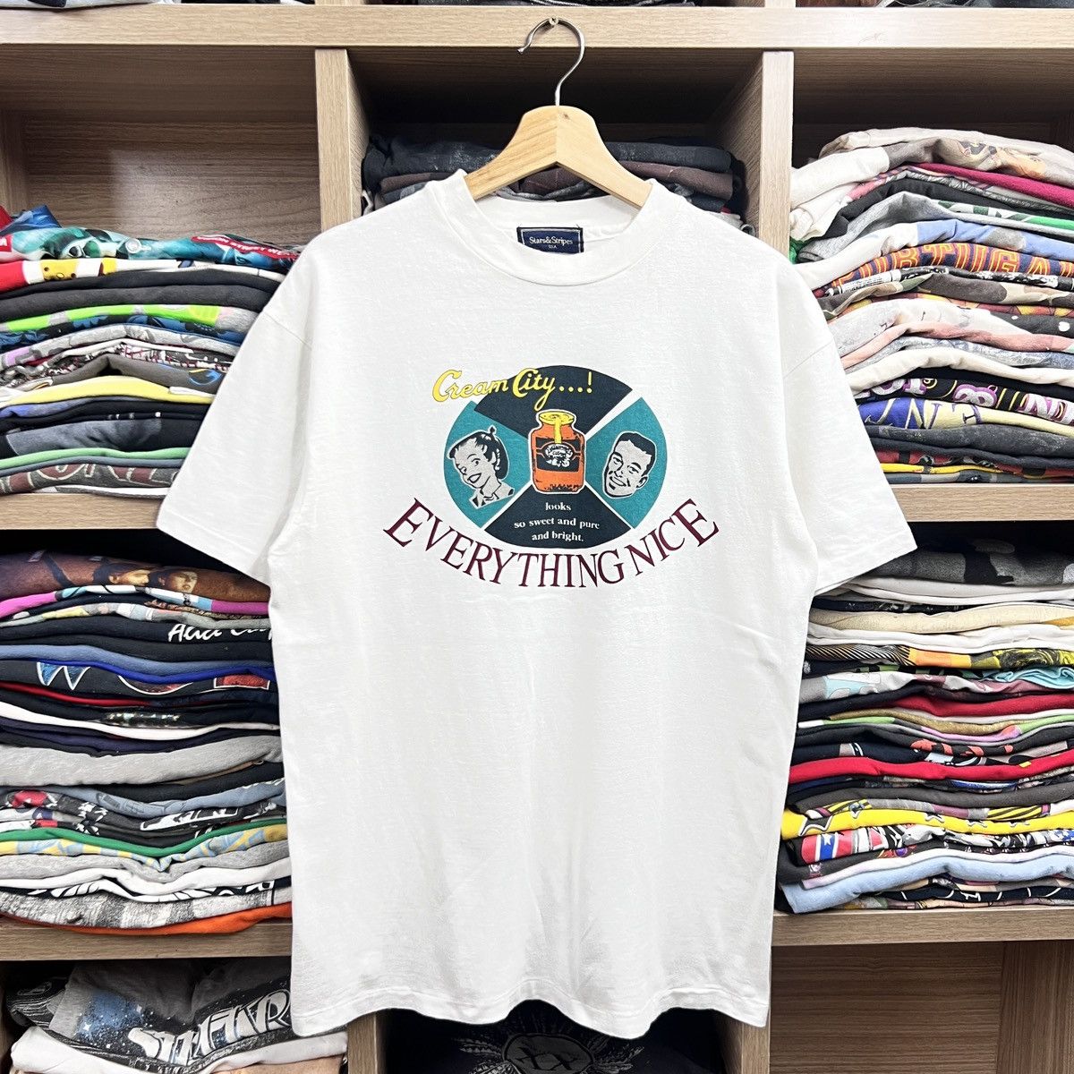 Vintage VTG 90s CREAM CITY EVERYTHING NICE TEE! Size US M / EU 48-50 / 2 - 1 Thumbnail