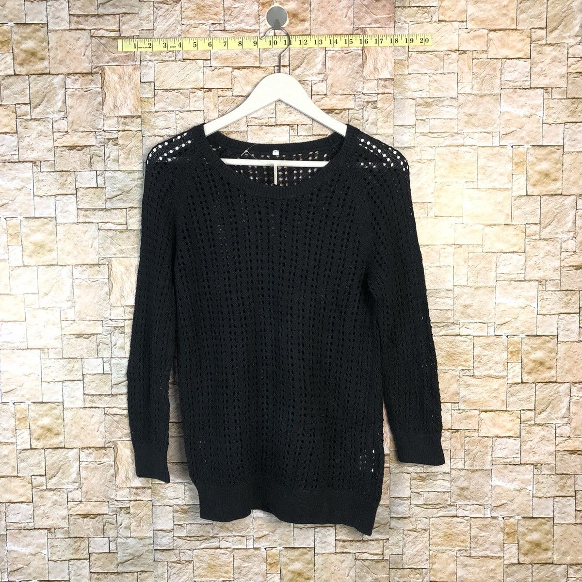 Homespun Knitwear × Japanese Brand Japan crochet meshnet Black Knitwear #A854 Size L / US 10 / IT 46 - 1 Thumbnail