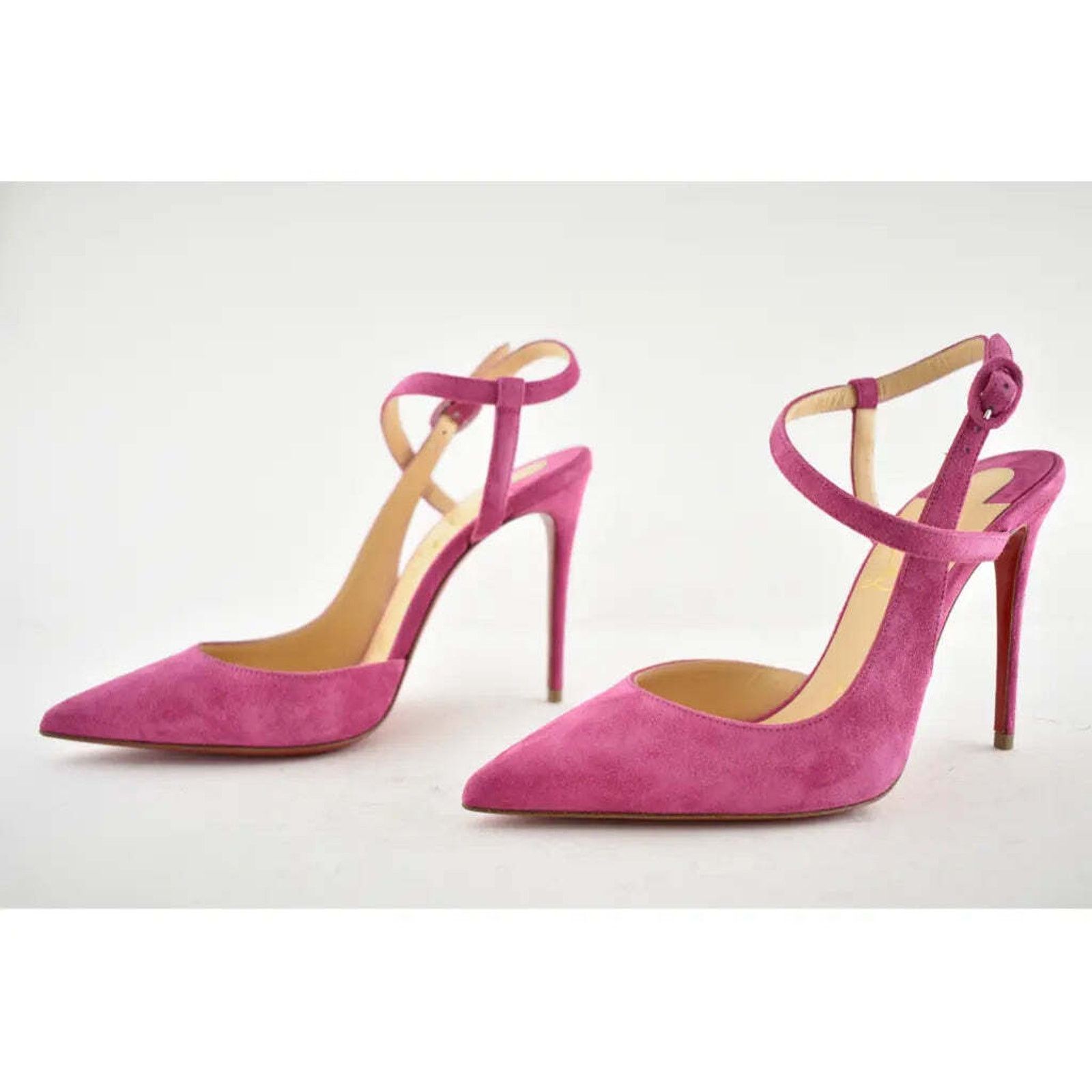 Christian Louboutin Jenlove 100 Grenat Pink Ankle Strap Pointed Heel Pump 35.5 Size US 5.5 / IT 35.5 - 9 Thumbnail