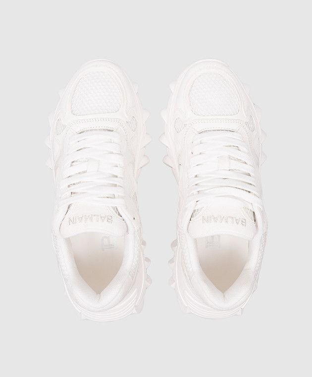 Balmain o1s1wg110925 By B East Logo Embroidery Sneakers in White Size US 7 / IT 37 - 4 Thumbnail