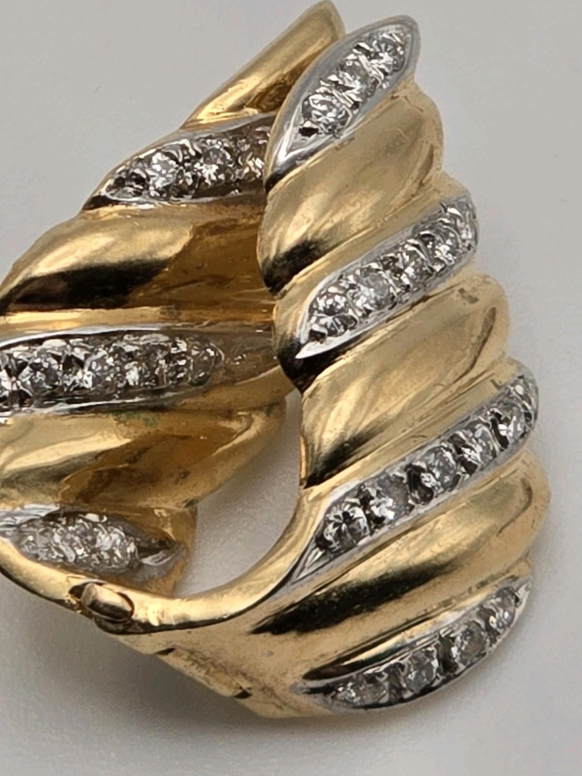 The Unbranded Brand Vintage 14k Yellow Gold Diamond Clip-On Earrings Hinged Size ONE SIZE - 9 Thumbnail