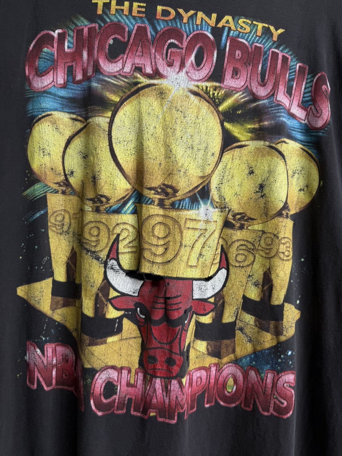 Vintage Vintage 90’s Chicago Bulls Rap T-Shirt Vtg Michael Jordan 2X Size US XXL / EU 58 / 5 - 2 Thumbnail
