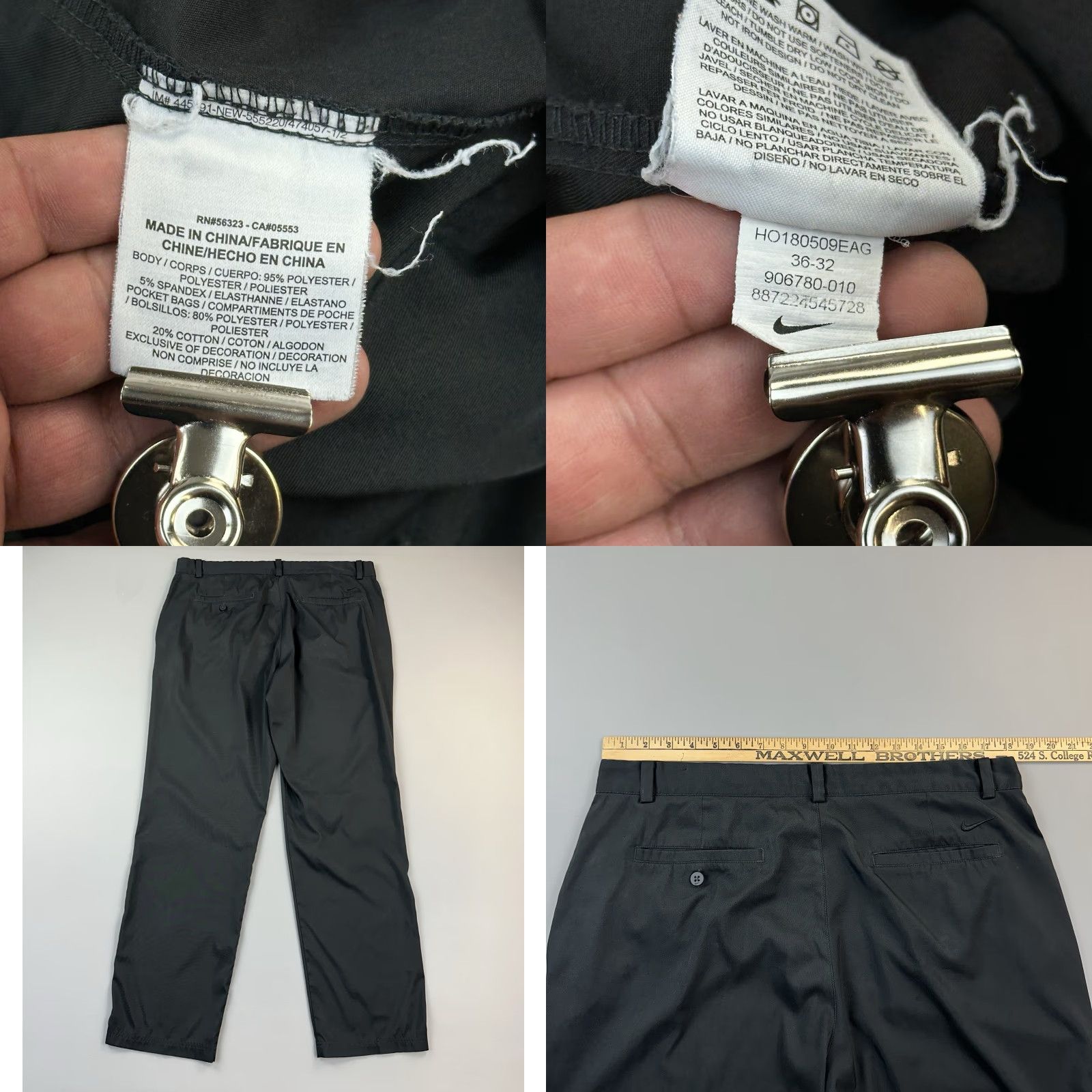 Nike VINTAGE Nike Golf Pants Mens 36x32 Black Dri Fit Flex Flat Front Performance Golf Casual Size US 36 / EU 52 - 8 Thumbnail