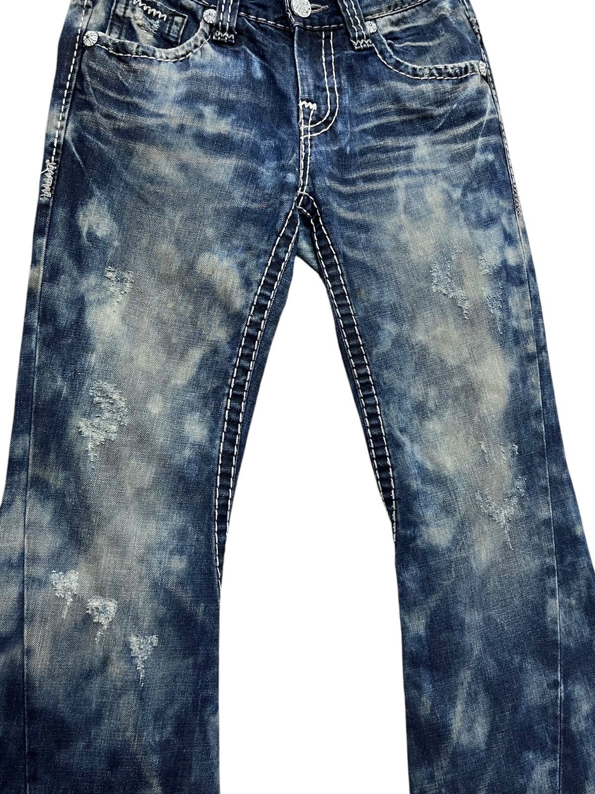 BUCKAROO SICK FLARE🔥Indigo Mudmax Bleachwash Big Stitching Denim Size US 29 - 6 Thumbnail