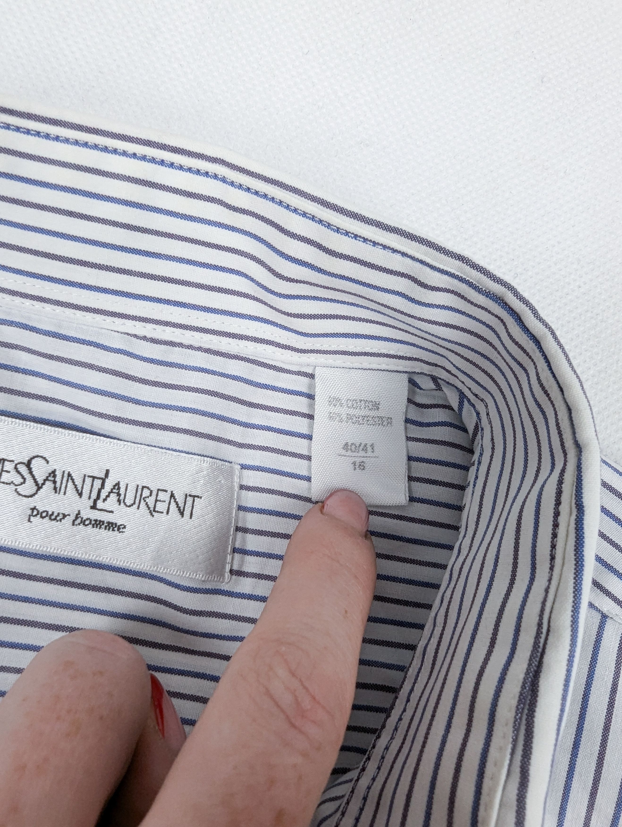 Yves Saint Laurent Yves Saint Laurent shirt white blue M Size US M / EU 48-50 / 2 - 3 Thumbnail