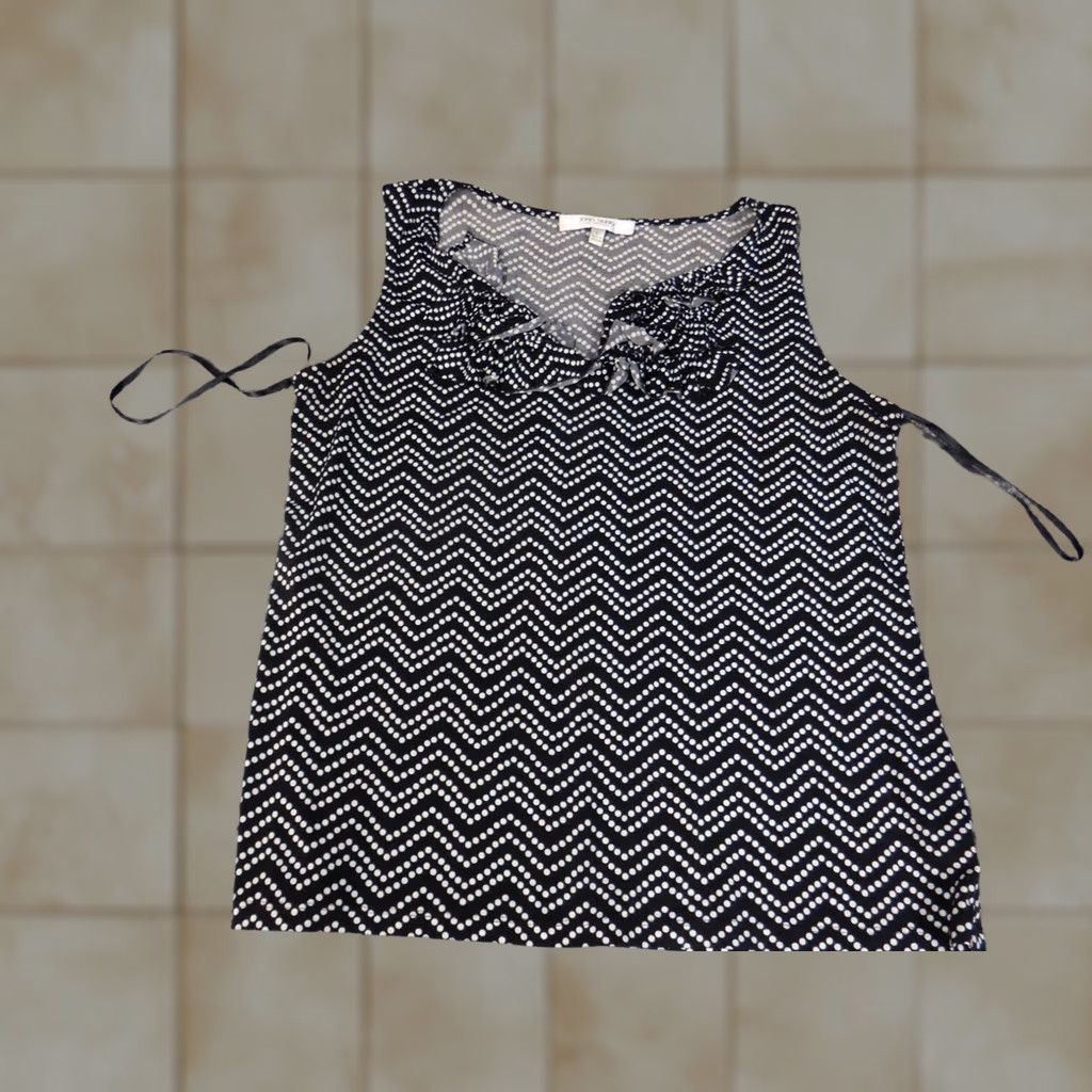 Vintage Jones Studio Blouse L Womens Black Pullover Sleeveless Collared Button Stretch Casual Regular Size L / US 10 / IT 46 - 1 Thumbnail