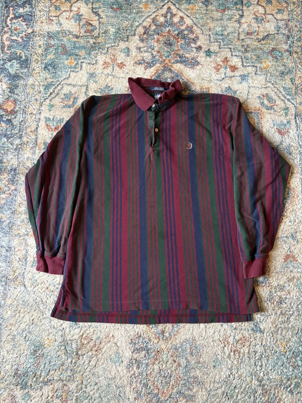Tommy Hilfiger Vintage Tommy Hilfiger Logo Striped Polo Shirt Large Size US L / EU 52-54 / 3 - 1 Thumbnail
