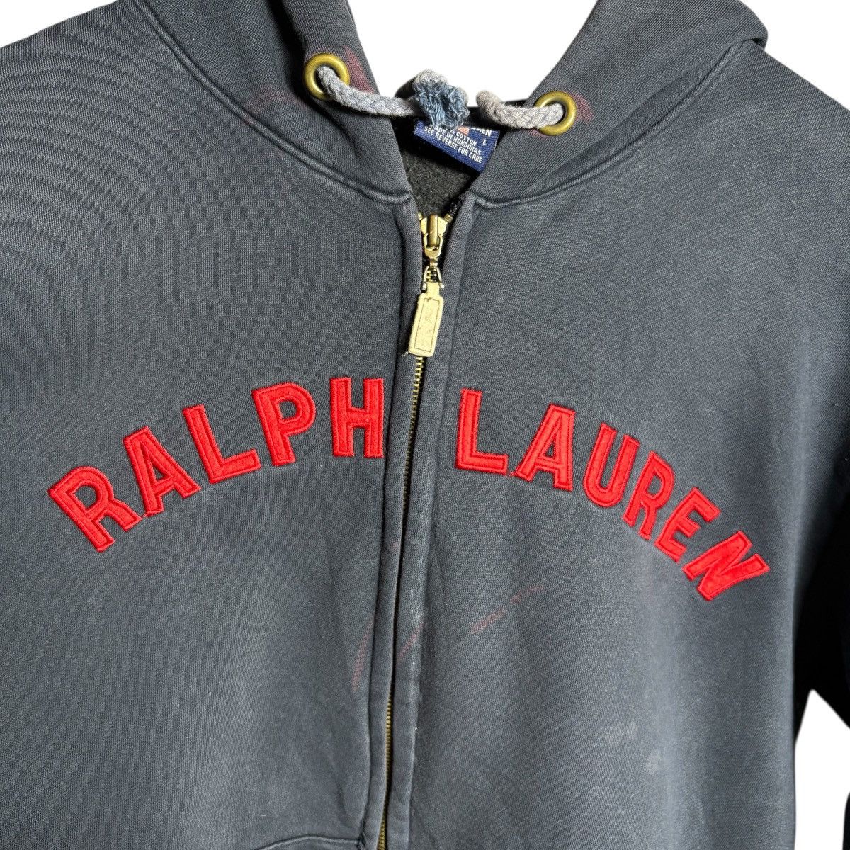 Polo Ralph Lauren Vintage 90s Polo Ralph Lauren Jeans Navy Distressed Hoodie Size US L / EU 52-54 / 3 - 3 Thumbnail