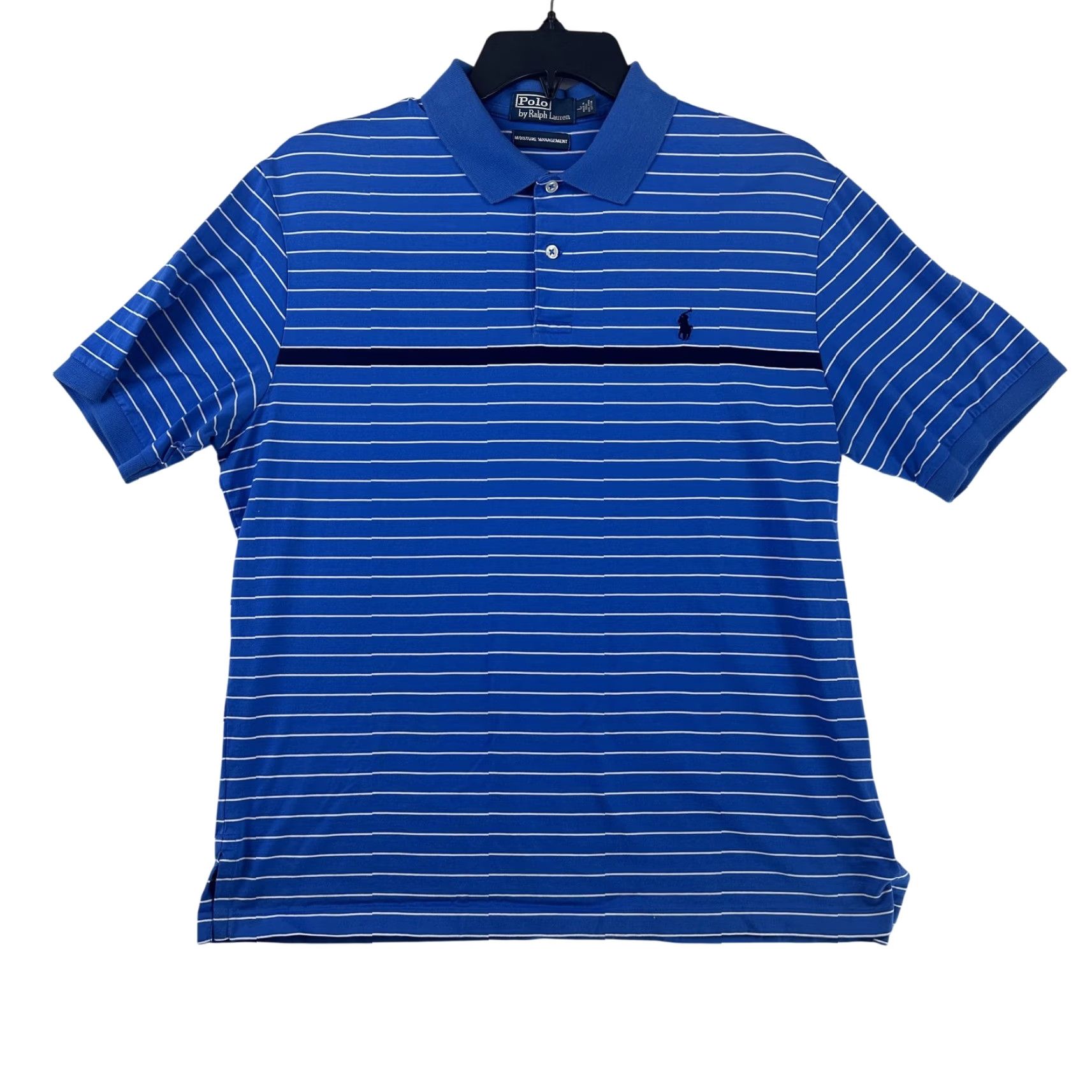 Polo Ralph Lauren Polo Ralph Lauren Polo Shirt Mens Large Blue Striped Moisture Cotton Size US L / EU 52-54 / 3 - 2 Thumbnail