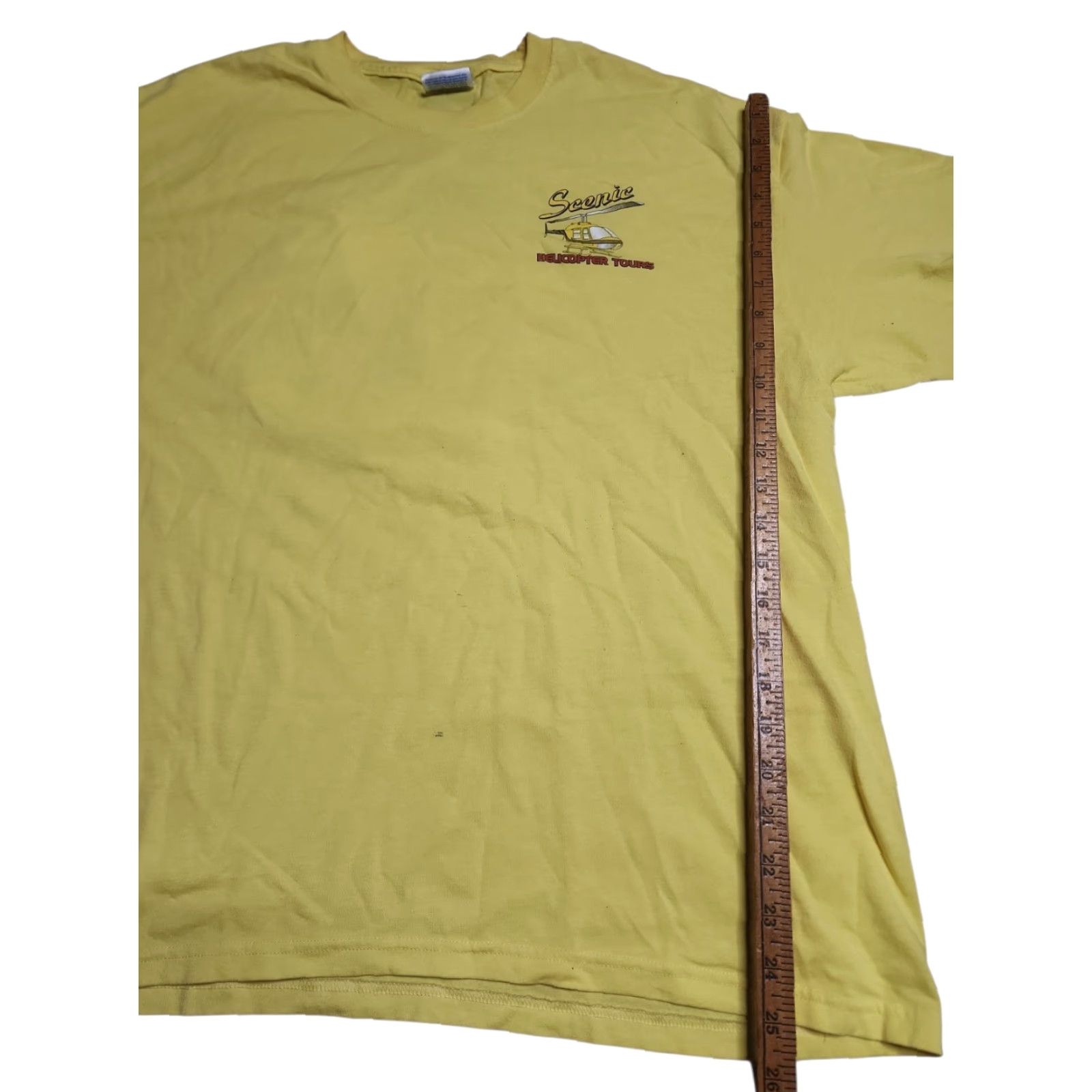 Hanes Hanes XL Yellow Graphic Print T-Shirt Smoky Mountain Helicopter Tours 80s Music Classic Mens Size US XL / EU 56 / 4 - 2 Thumbnail