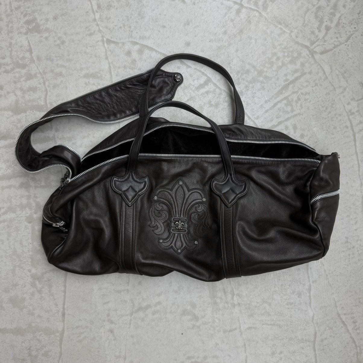 Chrome Hearts Chrome Hearts Rare Brown Leather Fleur XL Duffel Bag Size ONE SIZE - 2 Thumbnail