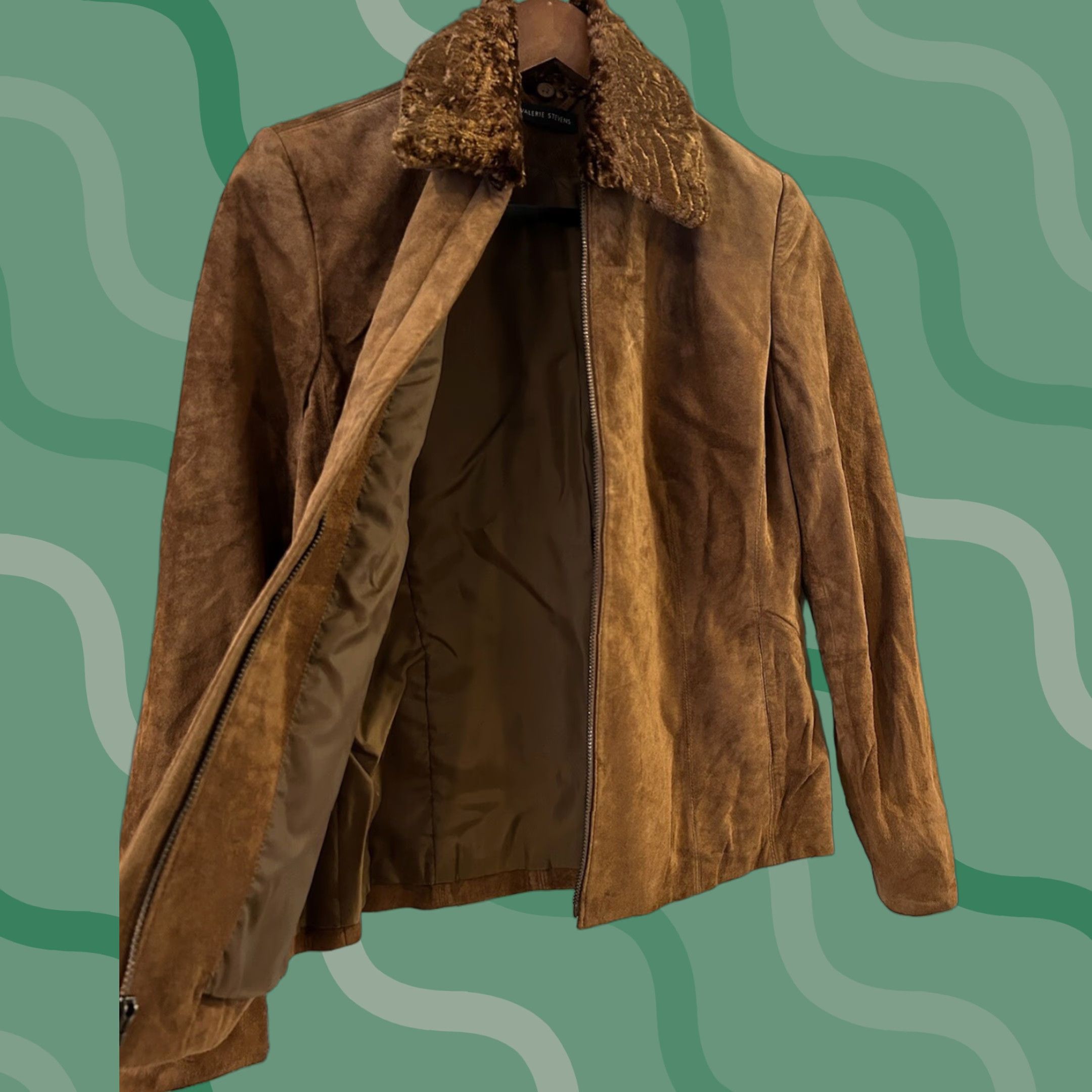 Vintage Valerie Valerie Steves Brown Suede Faux Fur Leather Jacket Size S Women Jacket 90s Solid Brown Zip Mid-Length Vintage Style Basic Jacket Size S / US 4 / IT 40 - 1 Thumbnail