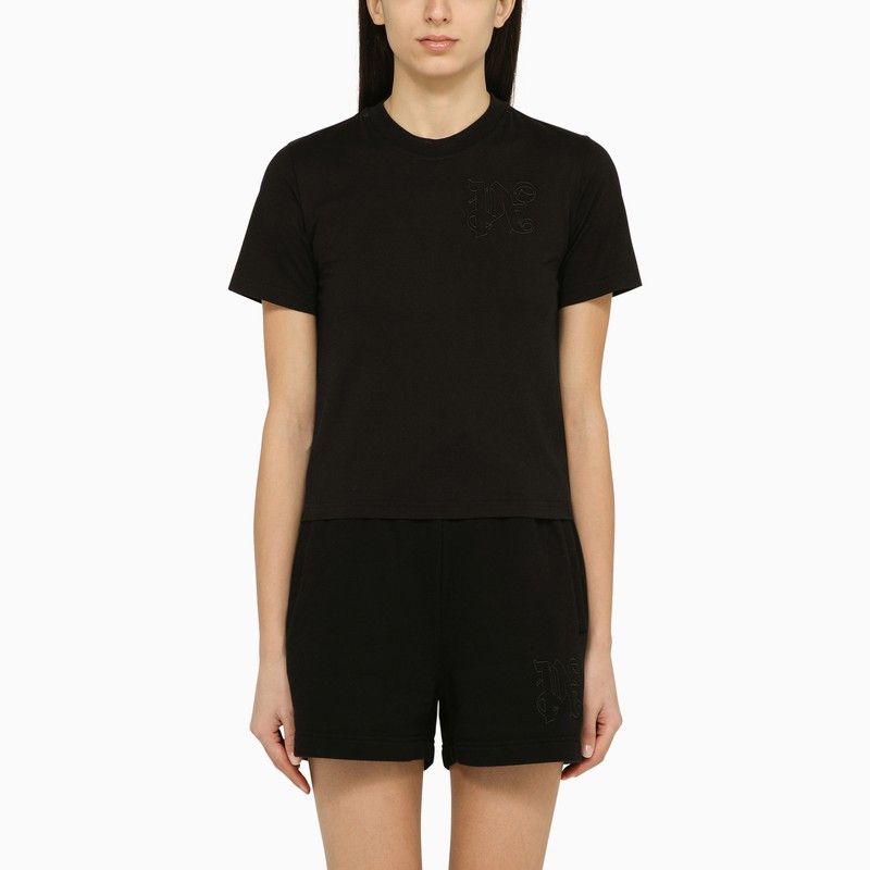 image of Palm Angels Black Cotton Crew-Neck Jumper, Women's (Size Large)