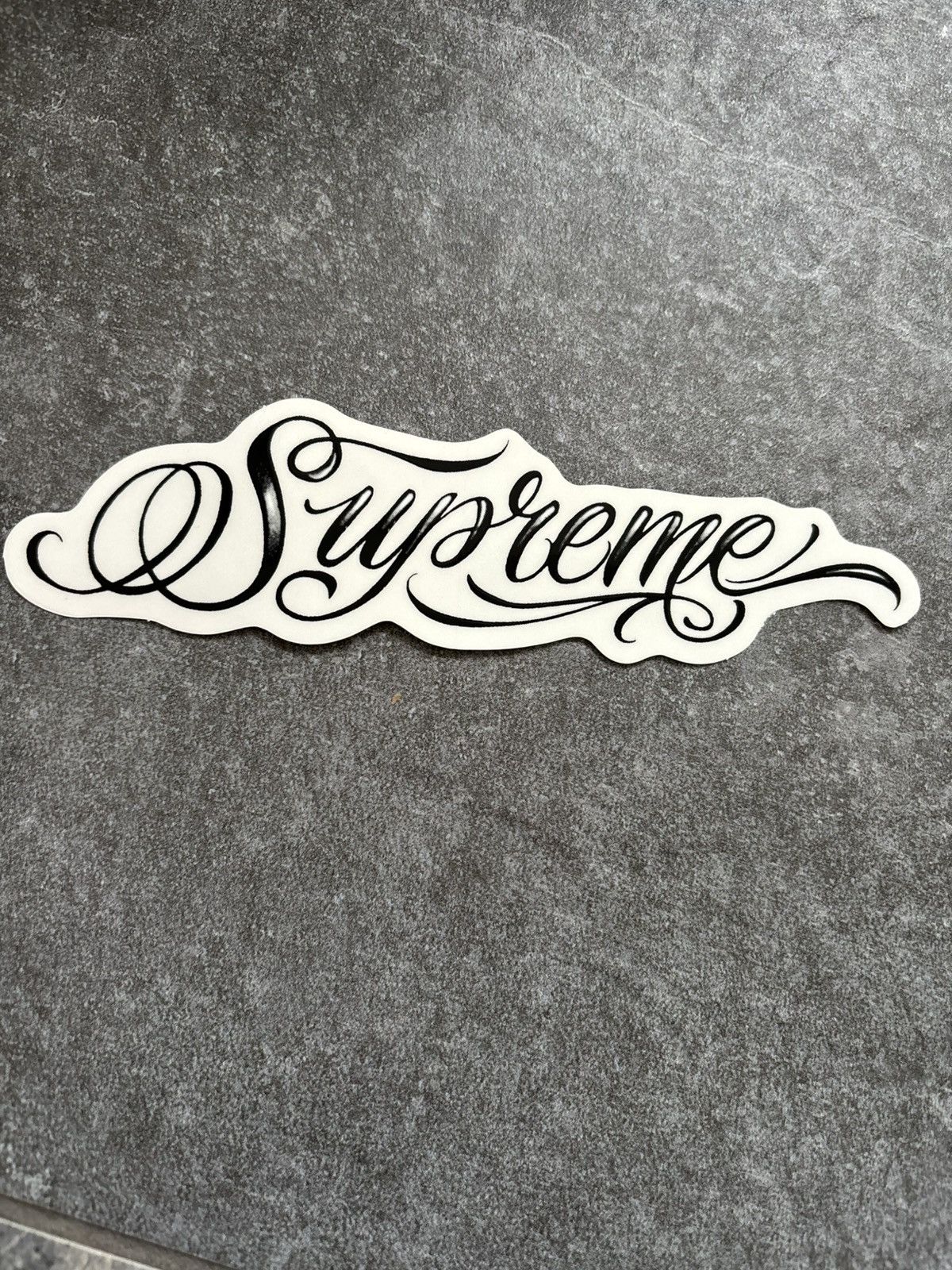 Supreme Supreme Old Style Tattoo Script Cursive Logo Sticker | Grailed